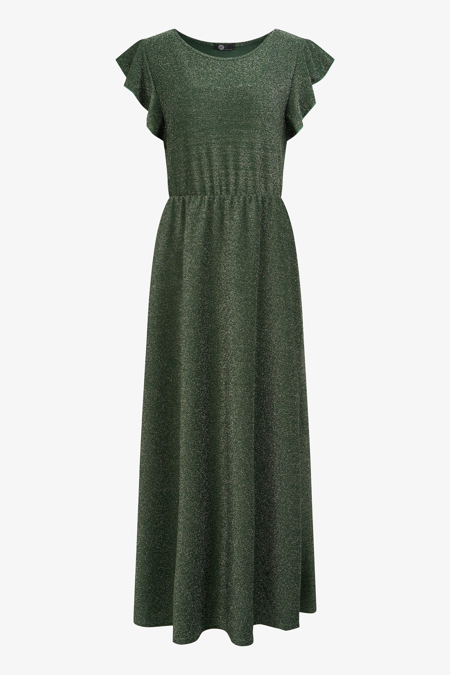 Women’s knit maxi crew-neck dress, with flowing cap sleeves