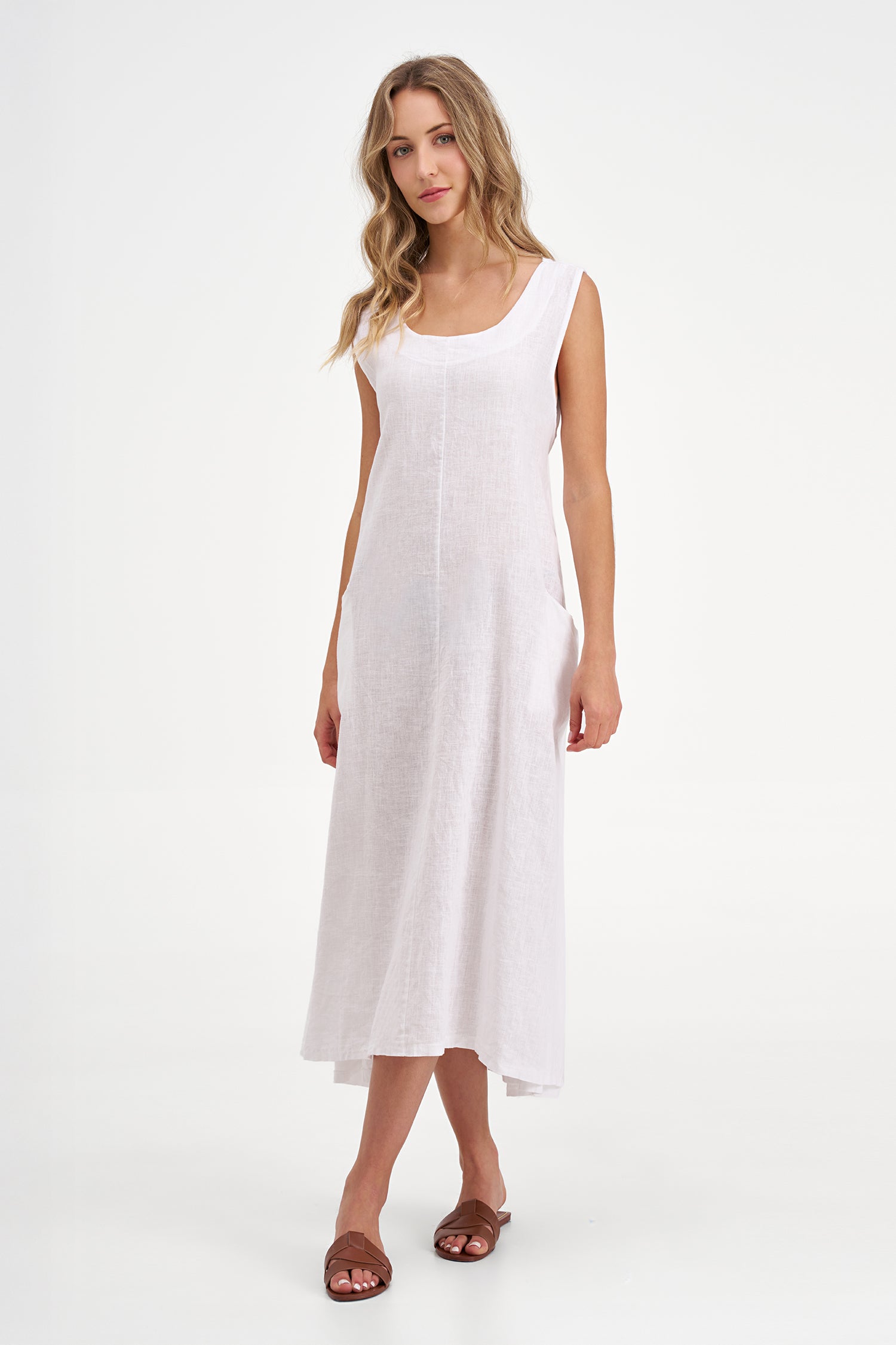 woven knit dress Women's Knit Woven Combo Dress| M White / M