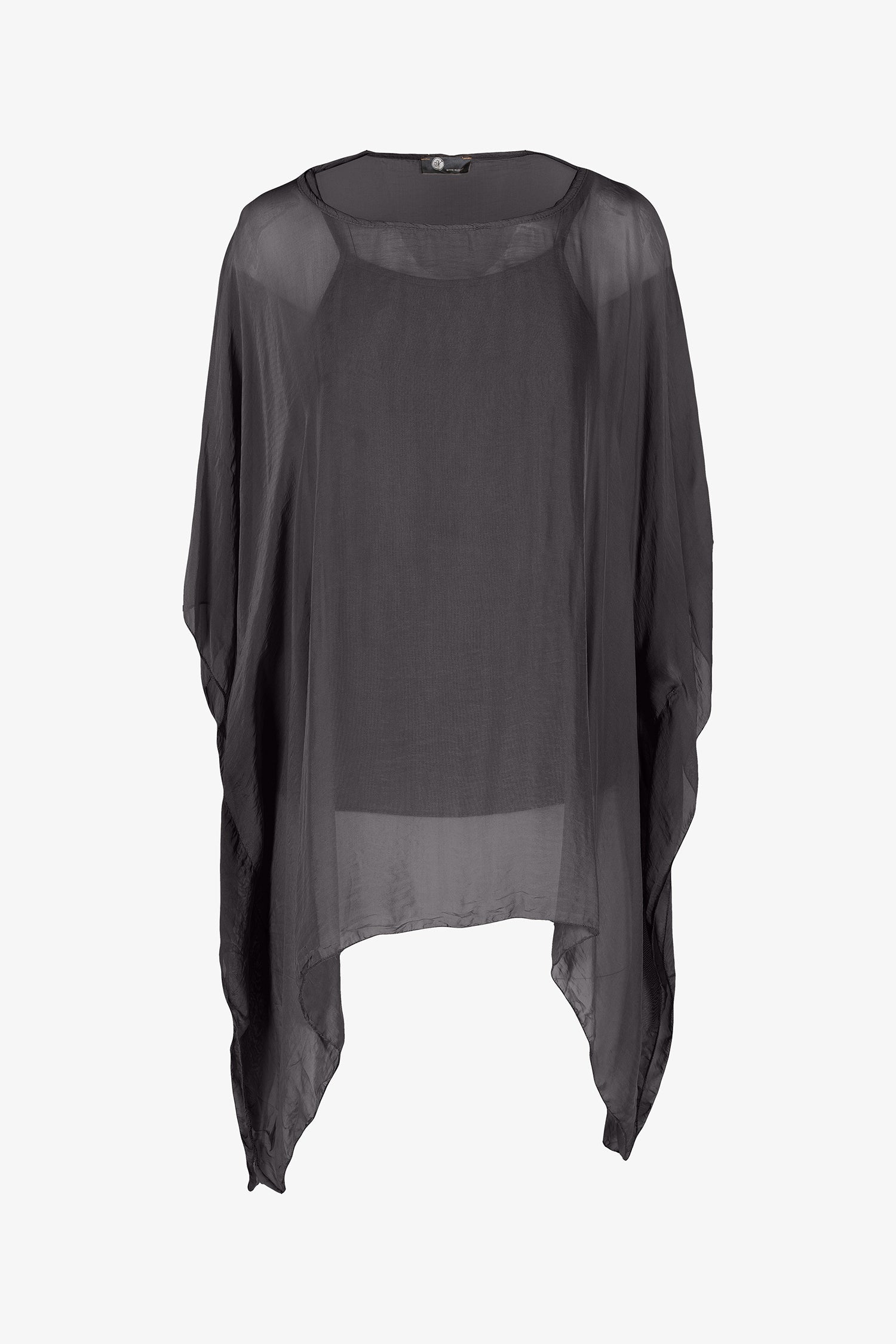 Women’s woven tunic, with a boat-neckline, kimono sleeves and a separate under-garment