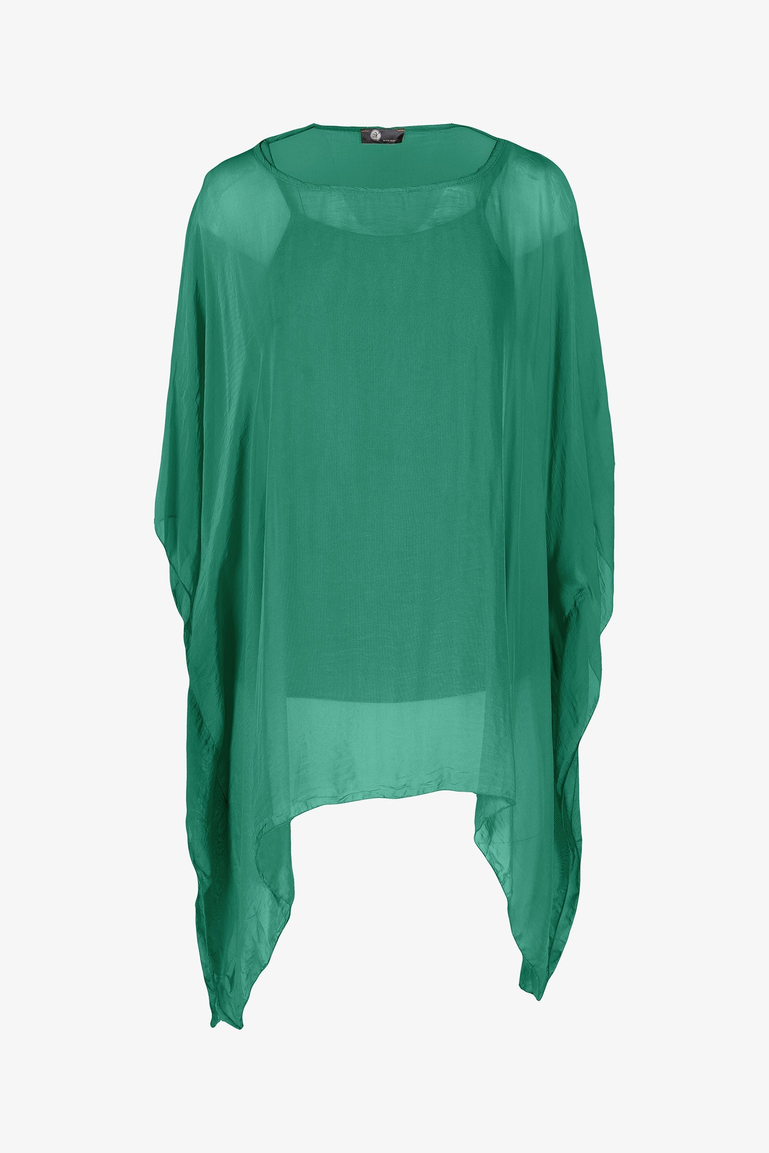 Women’s woven tunic, with a boat-neckline, kimono sleeves and a separate under-garment