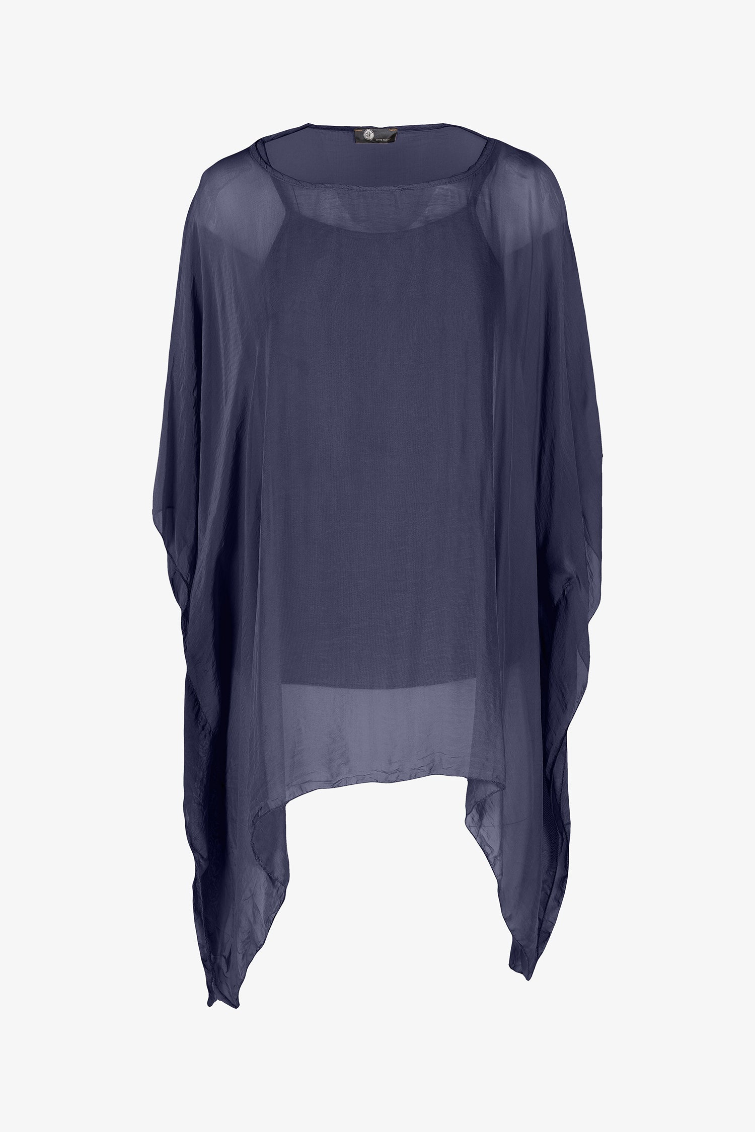 Women’s woven tunic, with a boat-neckline, kimono sleeves and a separate under-garment