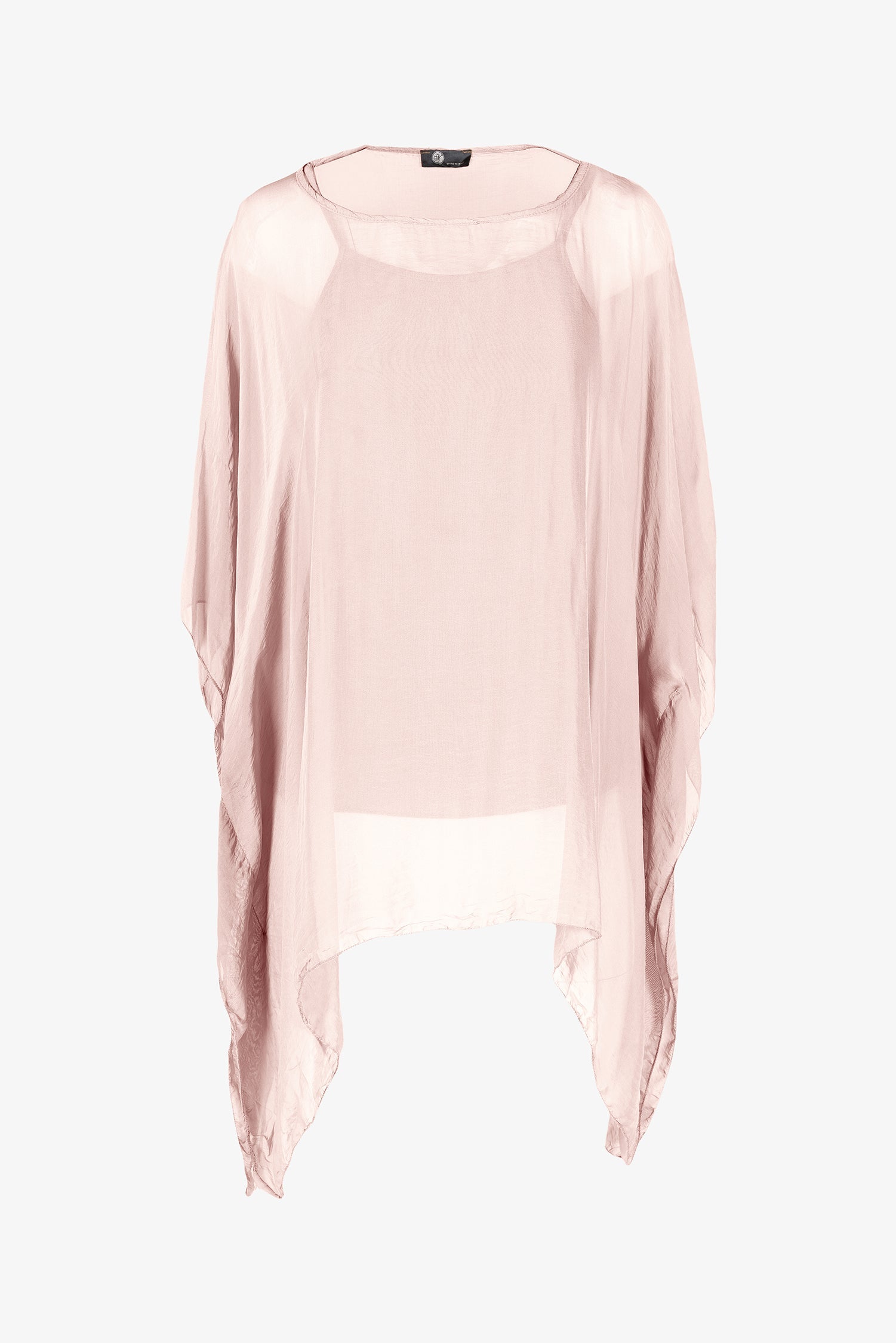 Women’s woven tunic, with a boat-neckline, kimono sleeves and a separate under-garment