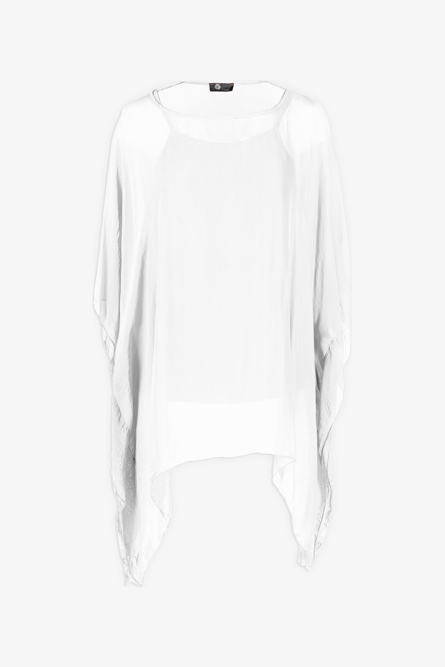 Women’s woven tunic, with a boat-neckline, kimono sleeves and a separate under-garment