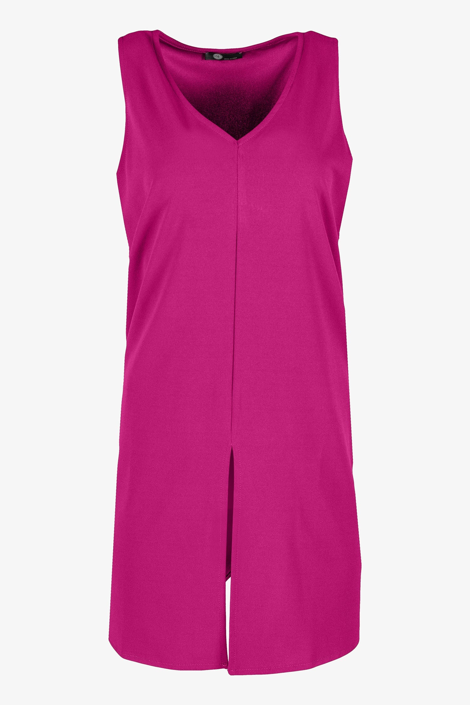 Women’s knit sleeveless v-neck tunic, with a front slit