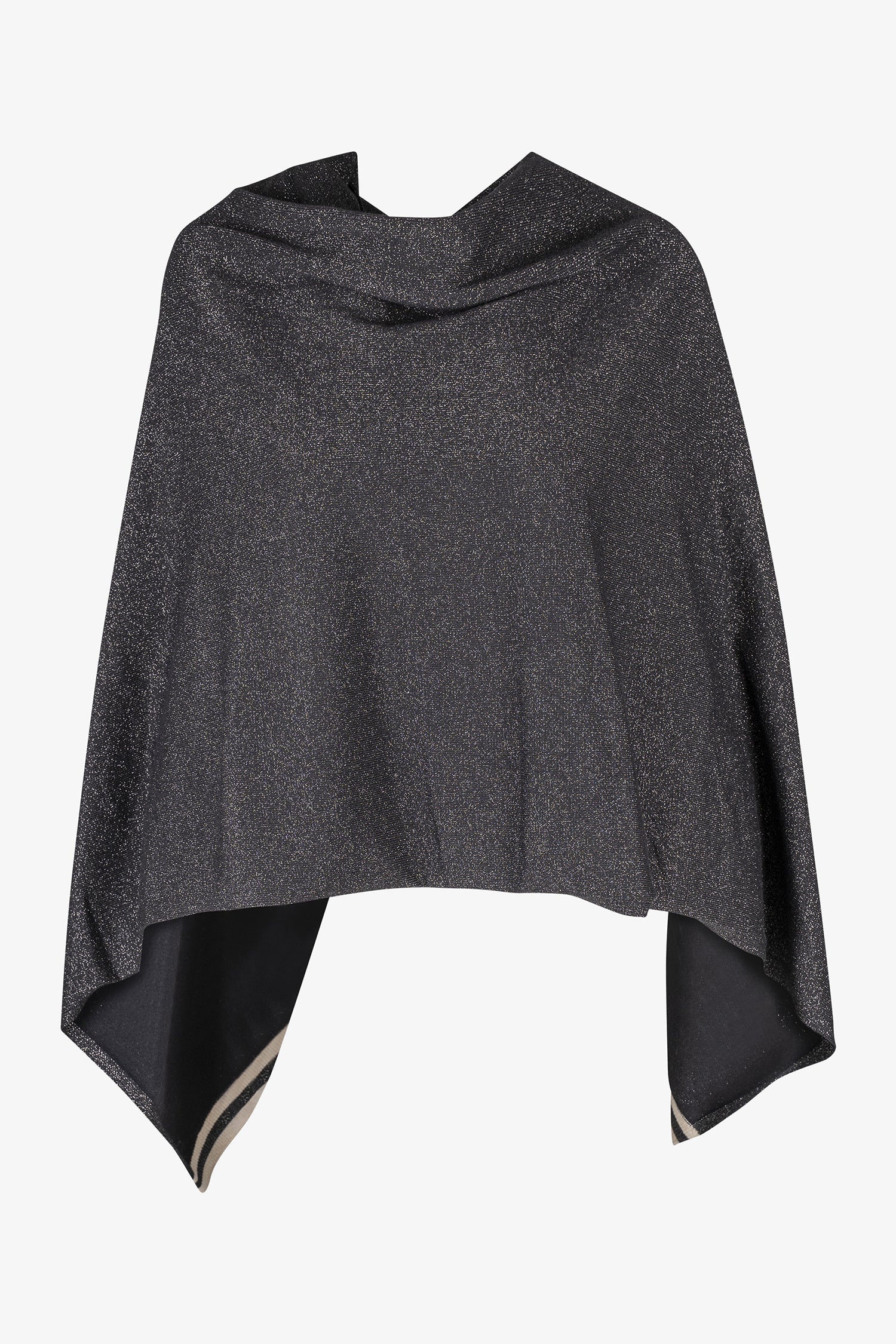 Women's knit poncho (can be worn with a cowl neck at the front, or can be worn diagonaly with a v-front hemline)