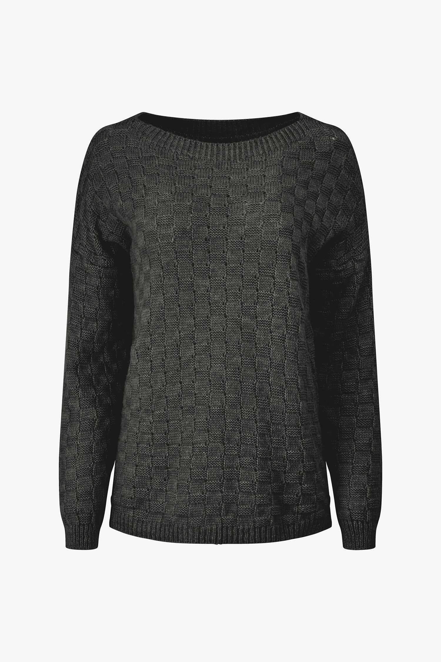 Women's knit sweater, with a boat neckline and long sleeves