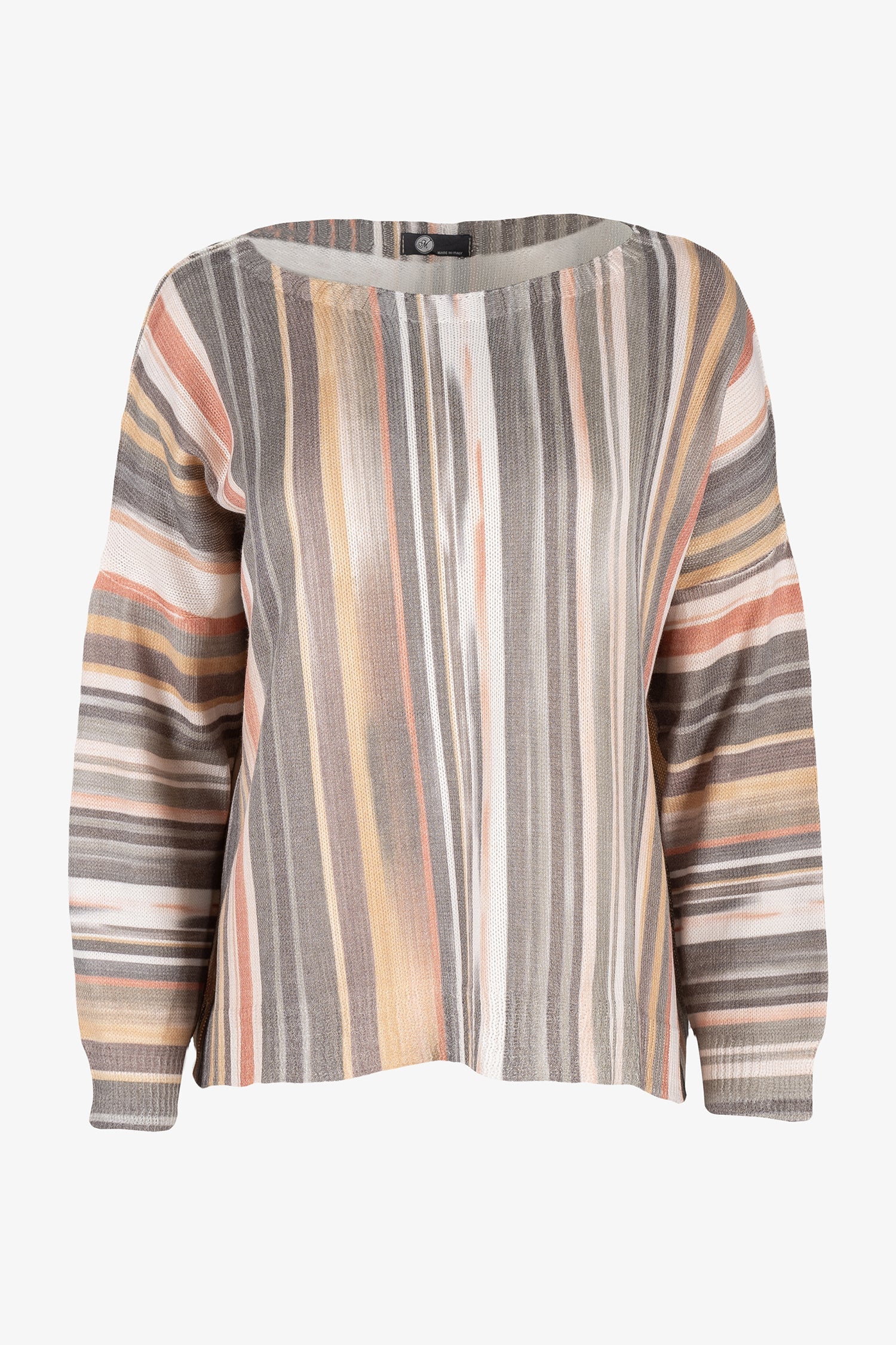 Women's knit wide-neck printed sweater, with long sleeves