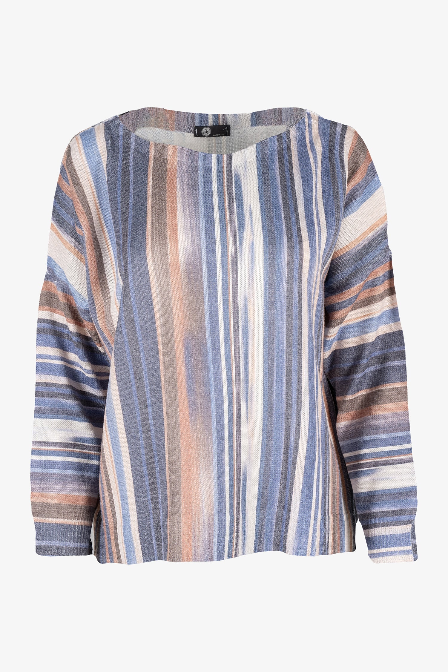 Women's knit wide-neck printed sweater, with long sleeves