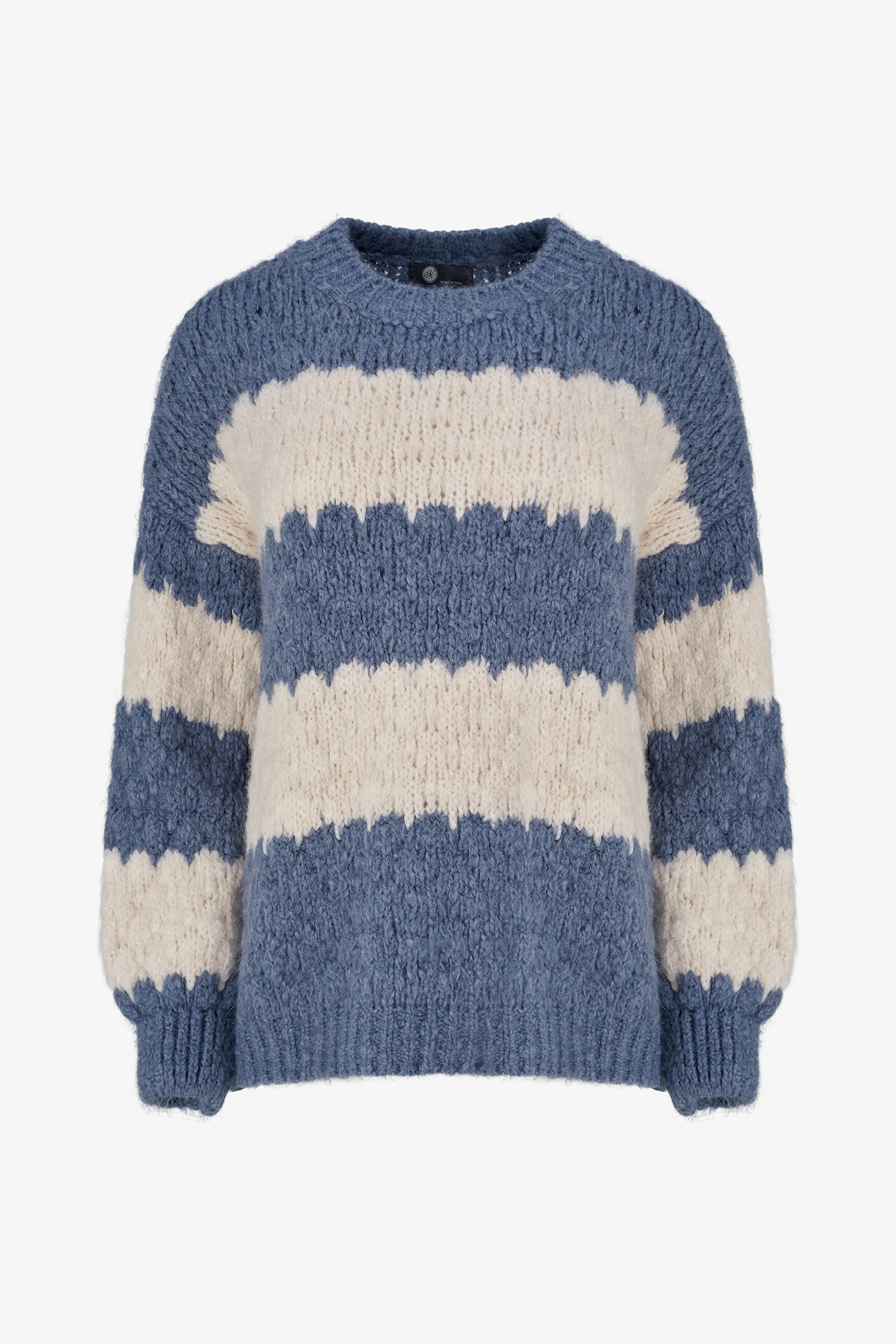 Women's knit striped crew-neck sweater, with long sleeves