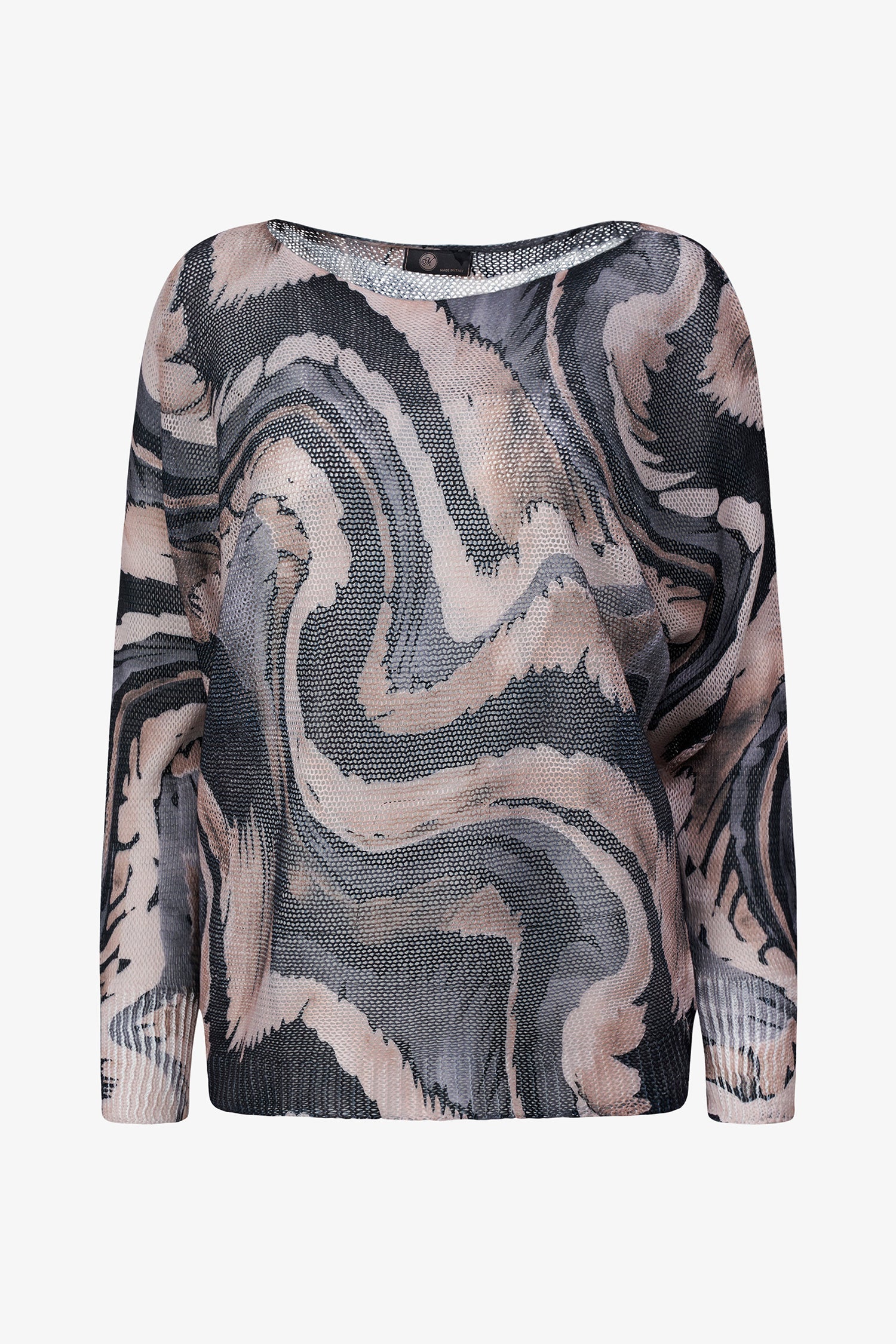 Women's knit boat-neck long sleeve sweater