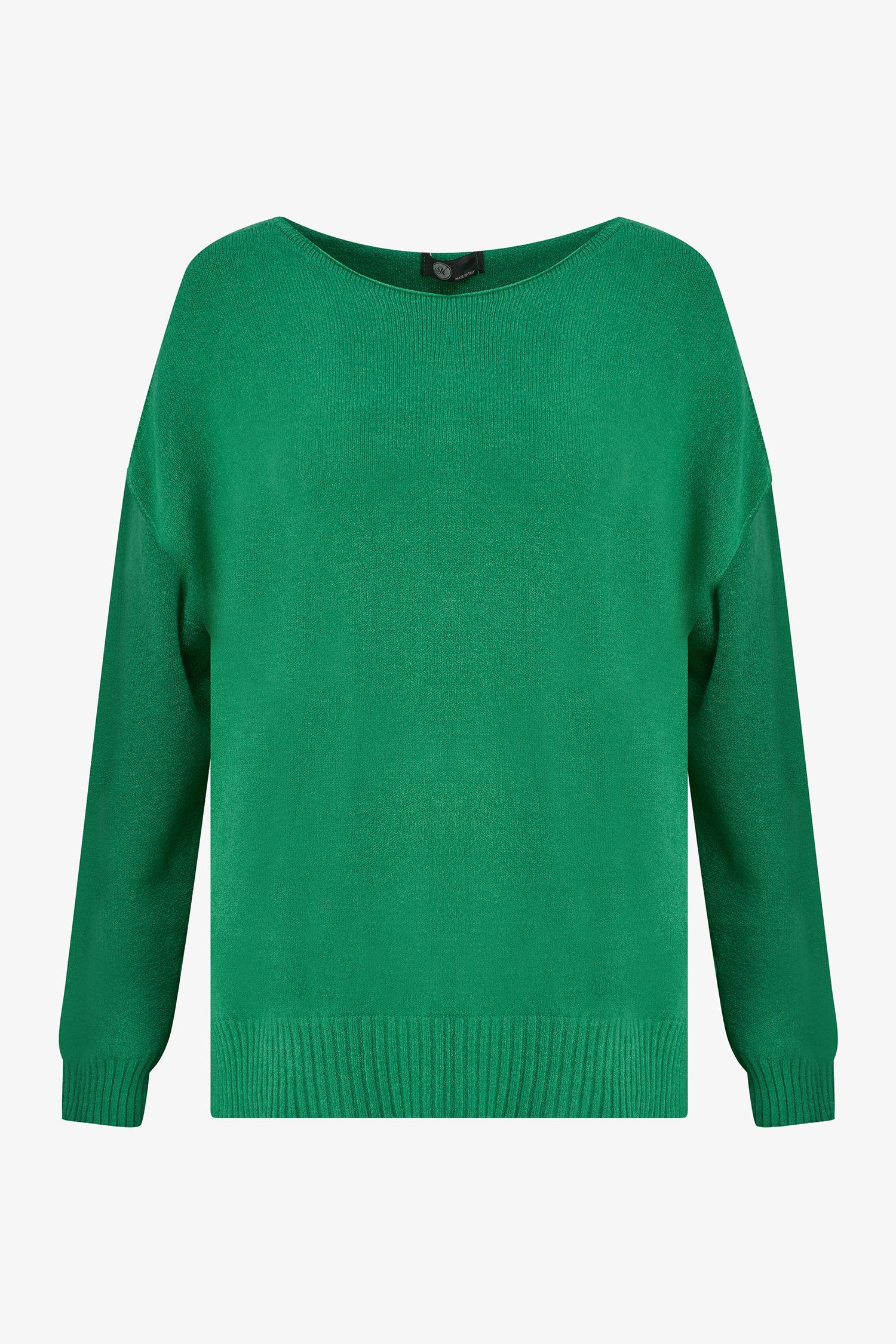 Women's knit wide crew-neckline sweater, with long sleeves