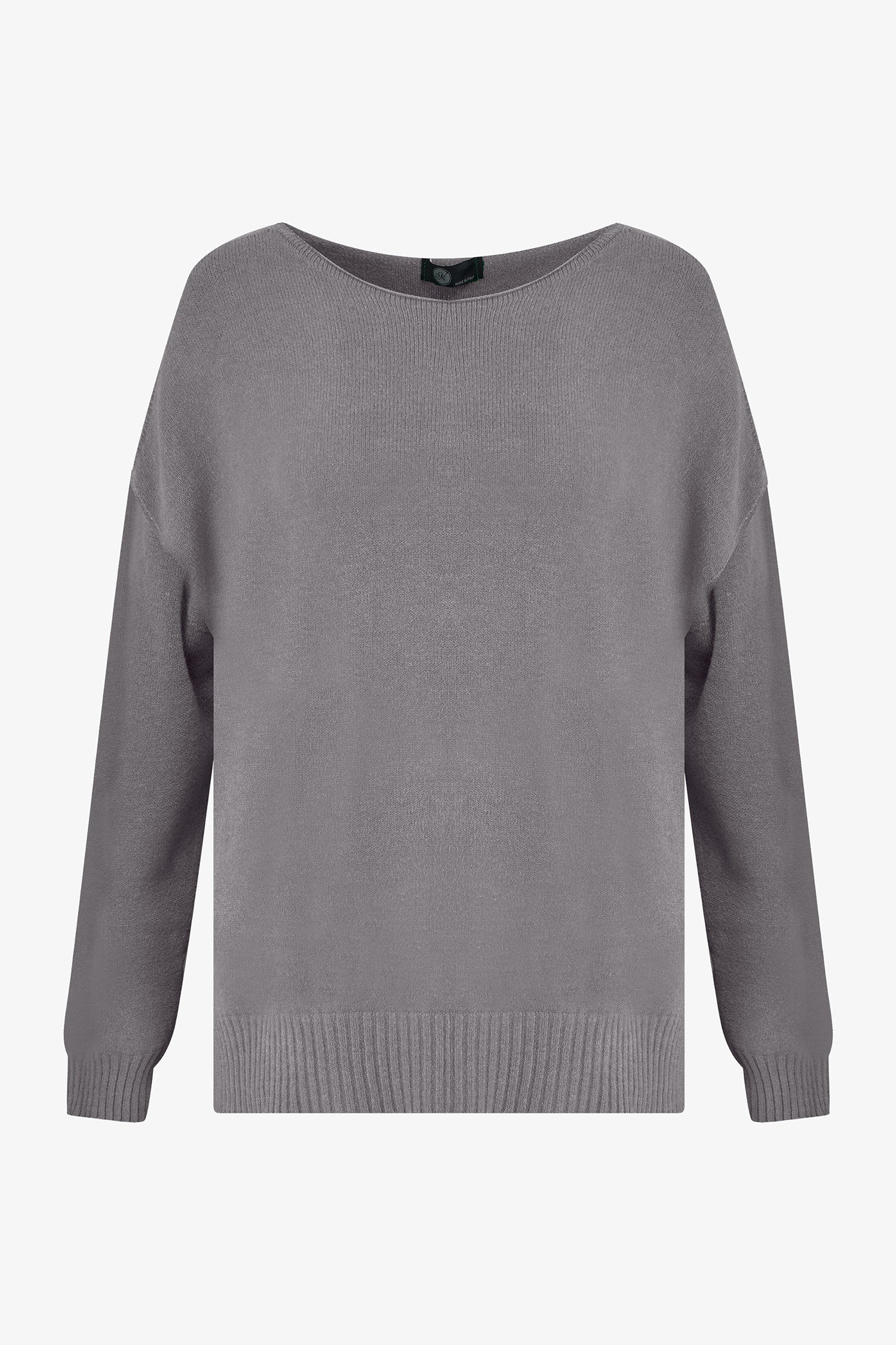 Women's knit wide crew-neckline sweater, with long sleeves