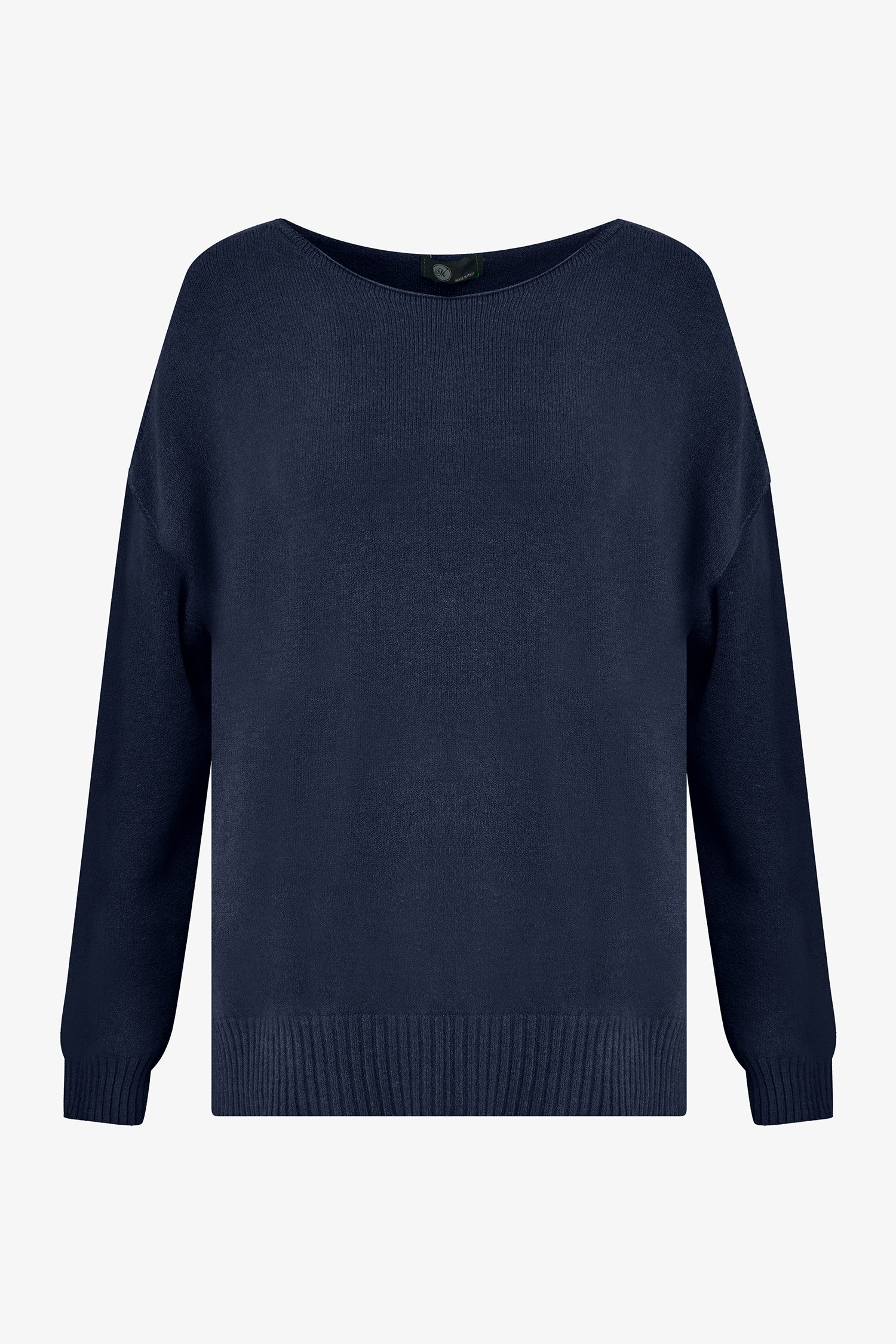 Women's knit wide crew-neckline sweater, with long sleeves