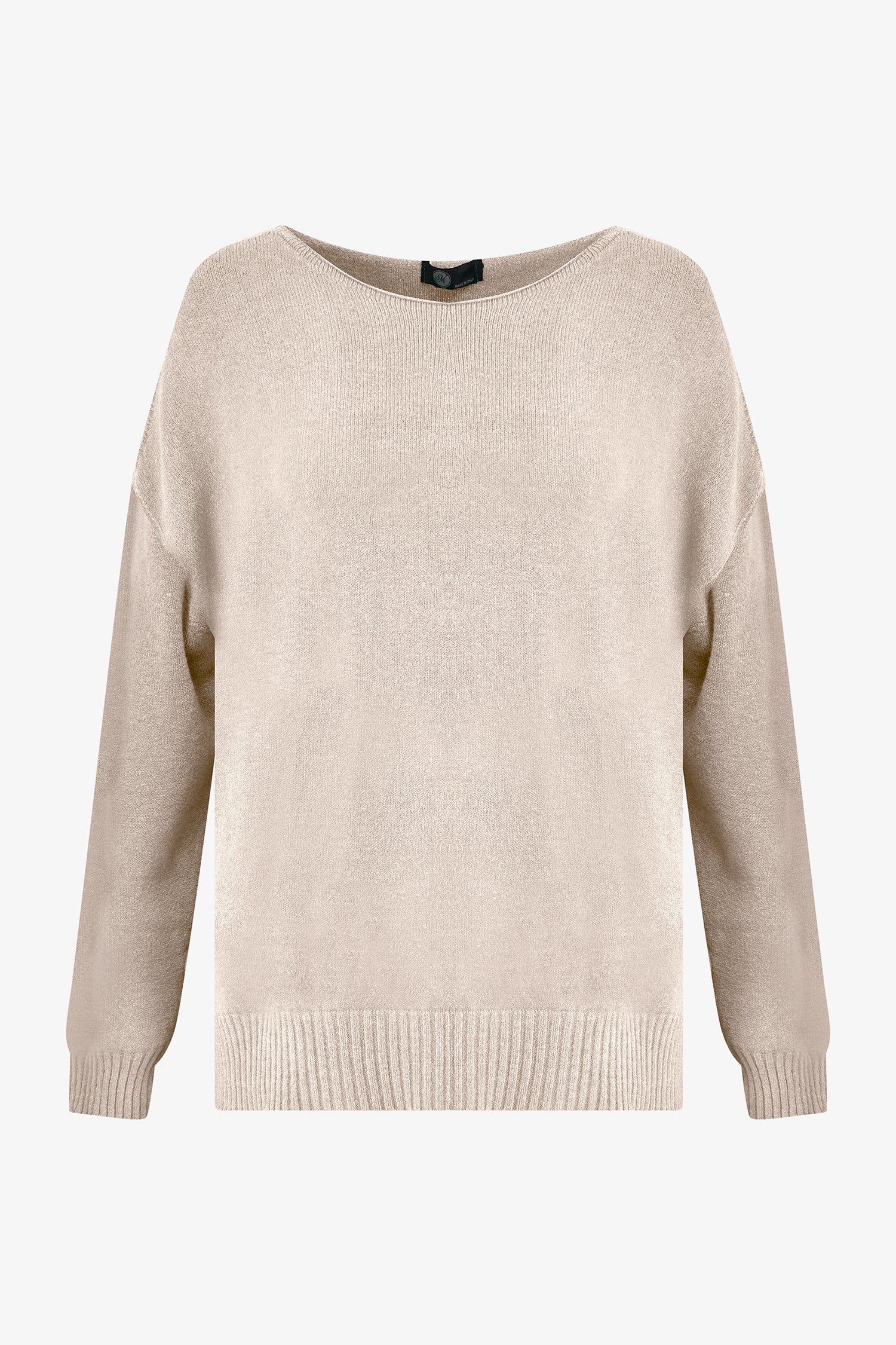 Women's knit wide crew-neckline sweater, with long sleeves