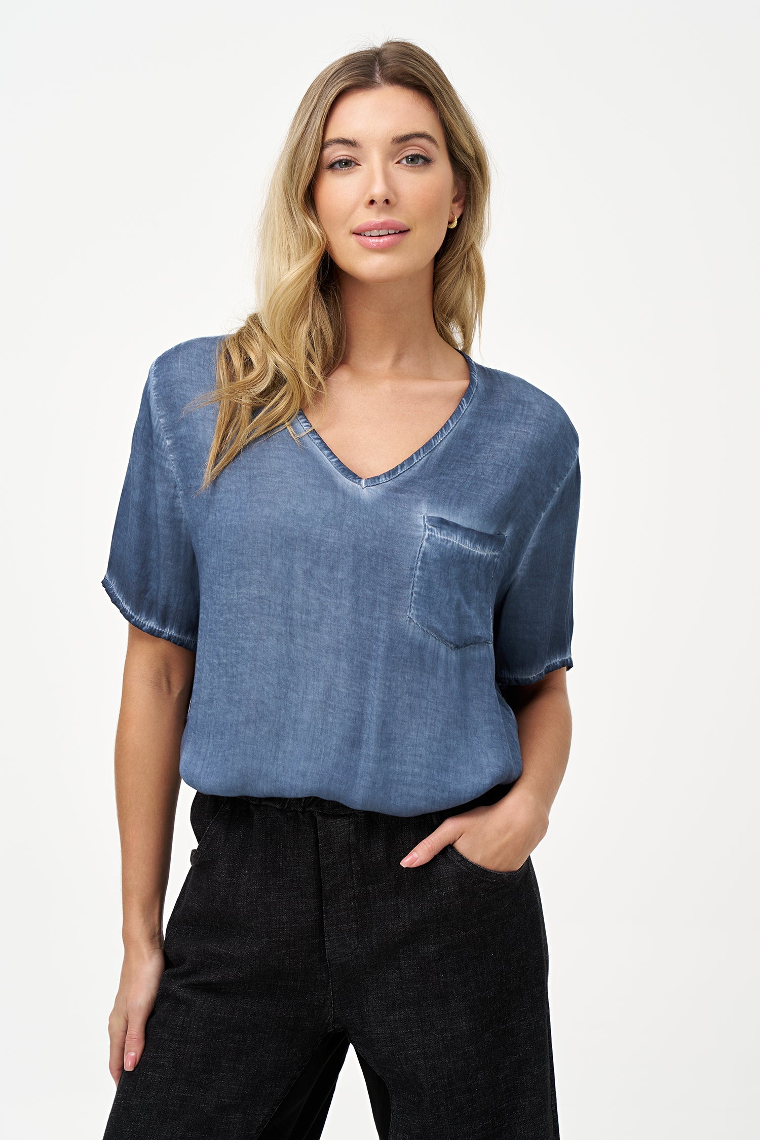 Women's Woven V-Neck Top