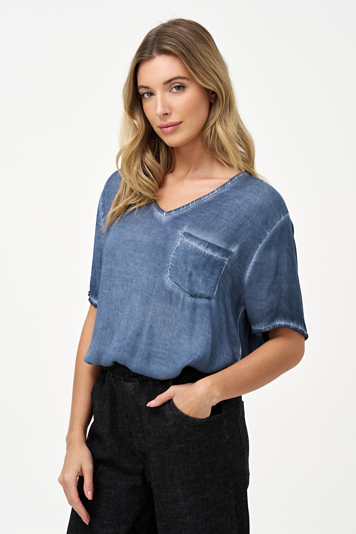 Women's Woven V-Neck Top