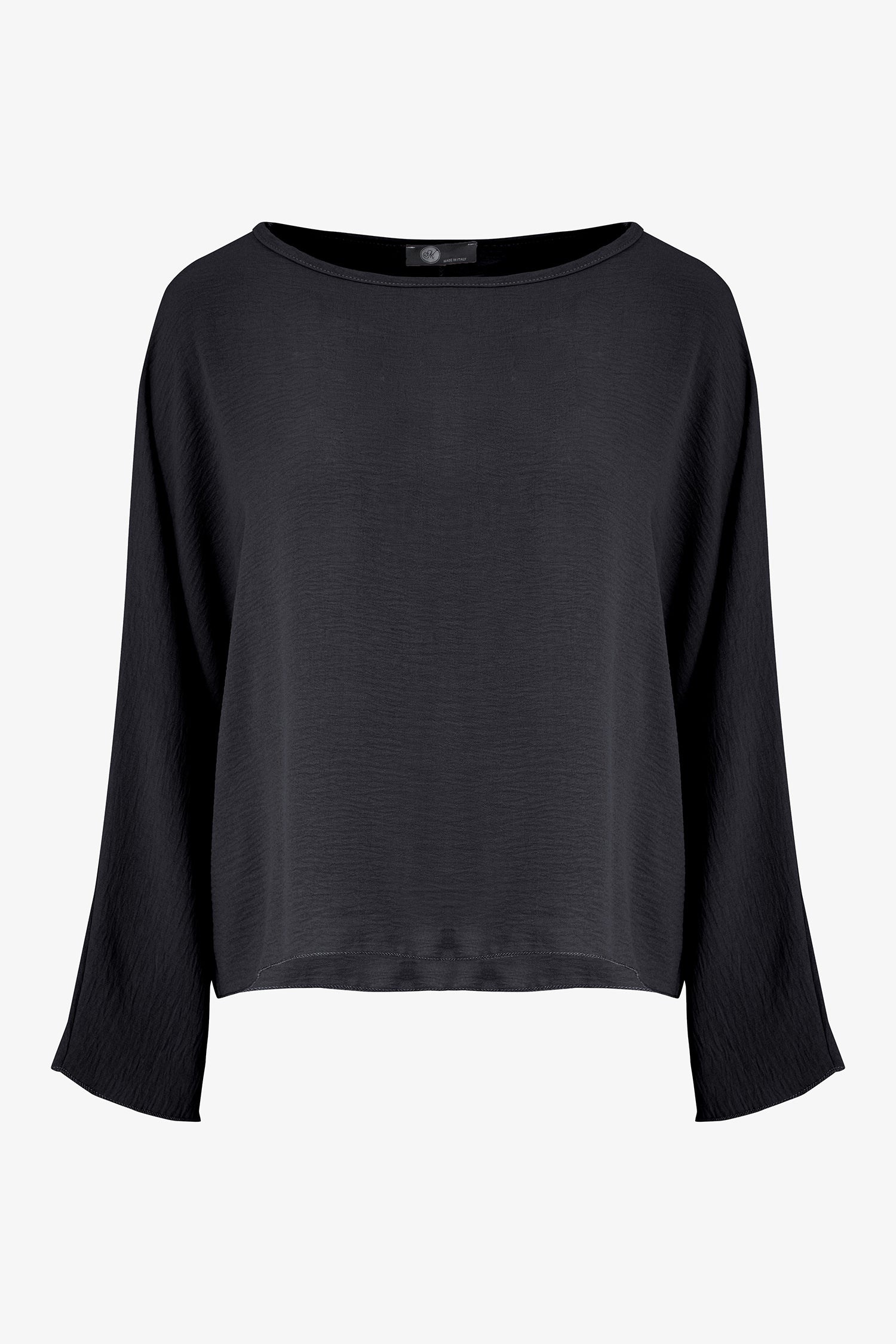 Women's Woven Long Sleeve V-Neck Top With A Boat-Neckline
