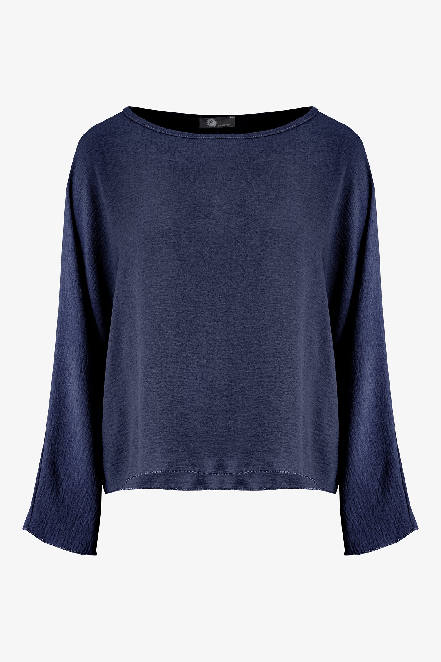 Women's Woven Long Sleeve V-Neck Top With A Boat-Neckline