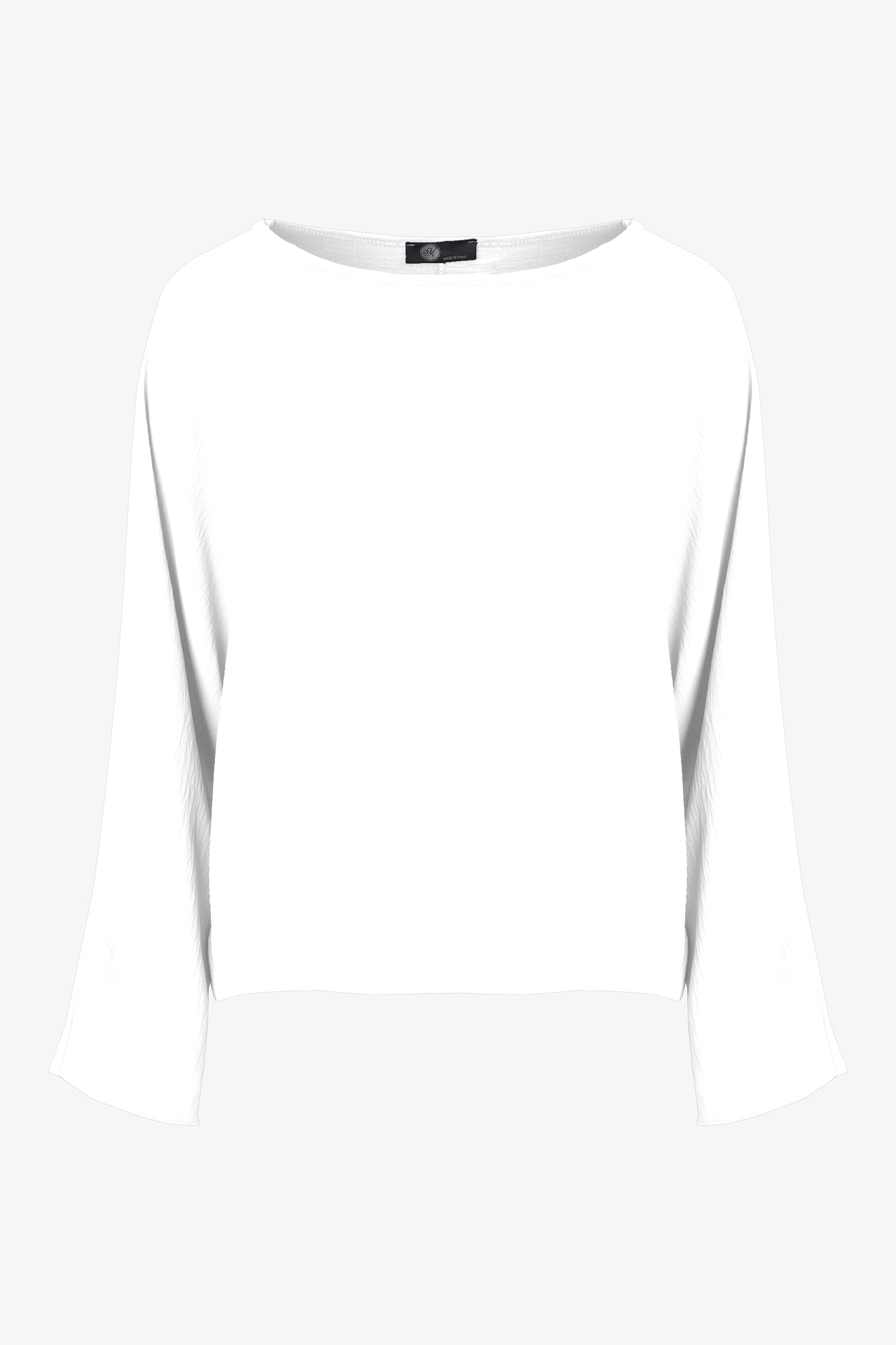 Women's Woven Long Sleeve V-Neck Top With A Boat-Neckline