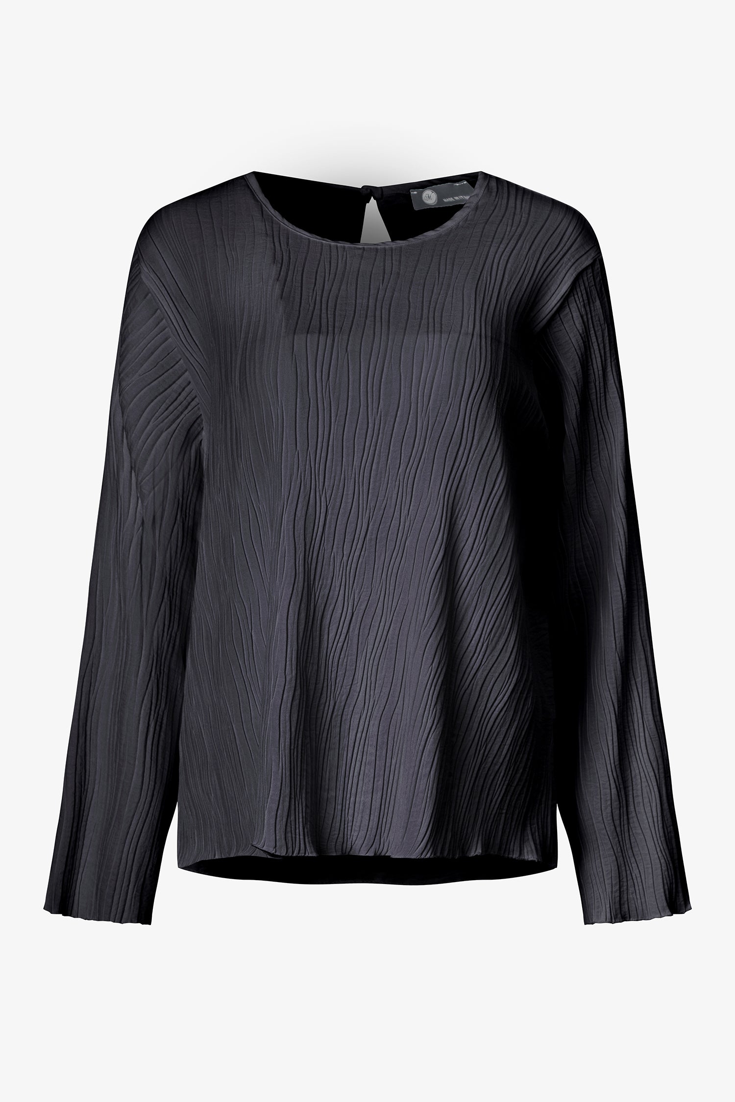 Women's Woven Crew-Neck Long Sleeve Top