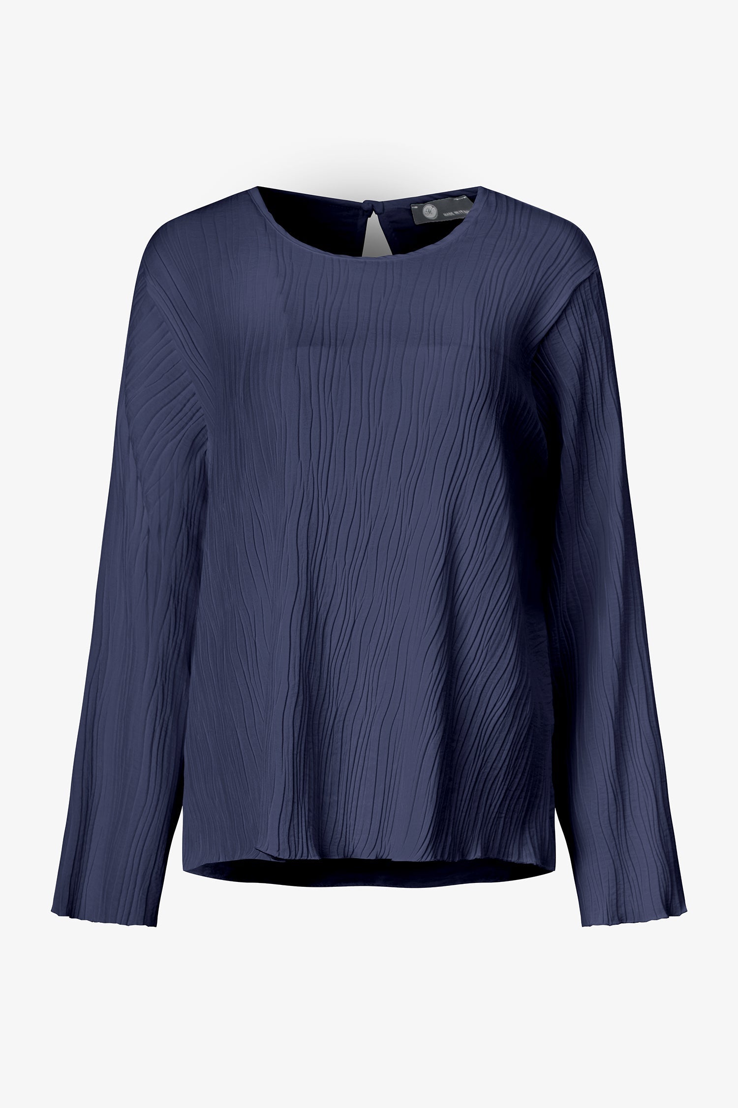 Women's Woven Crew-Neck Long Sleeve Top