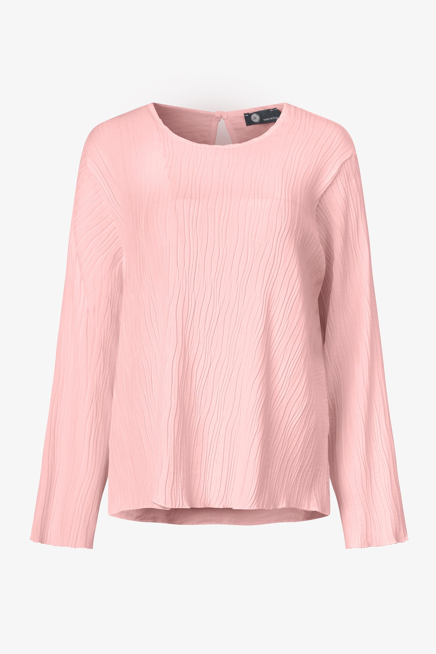 Women's Woven Crew-Neck Long Sleeve Top