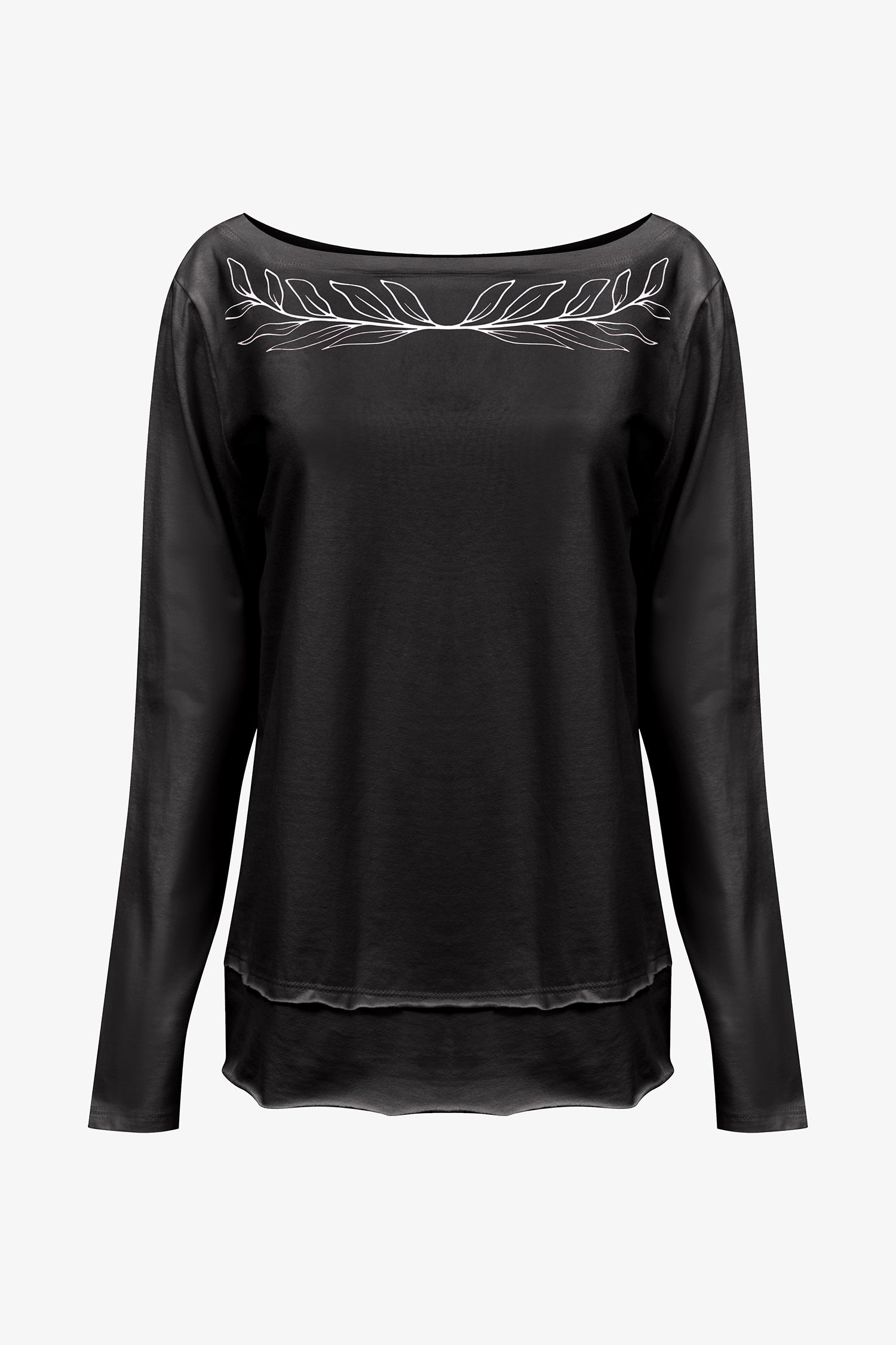 Women's Knit Boat-Neckline Long Sleeve Top