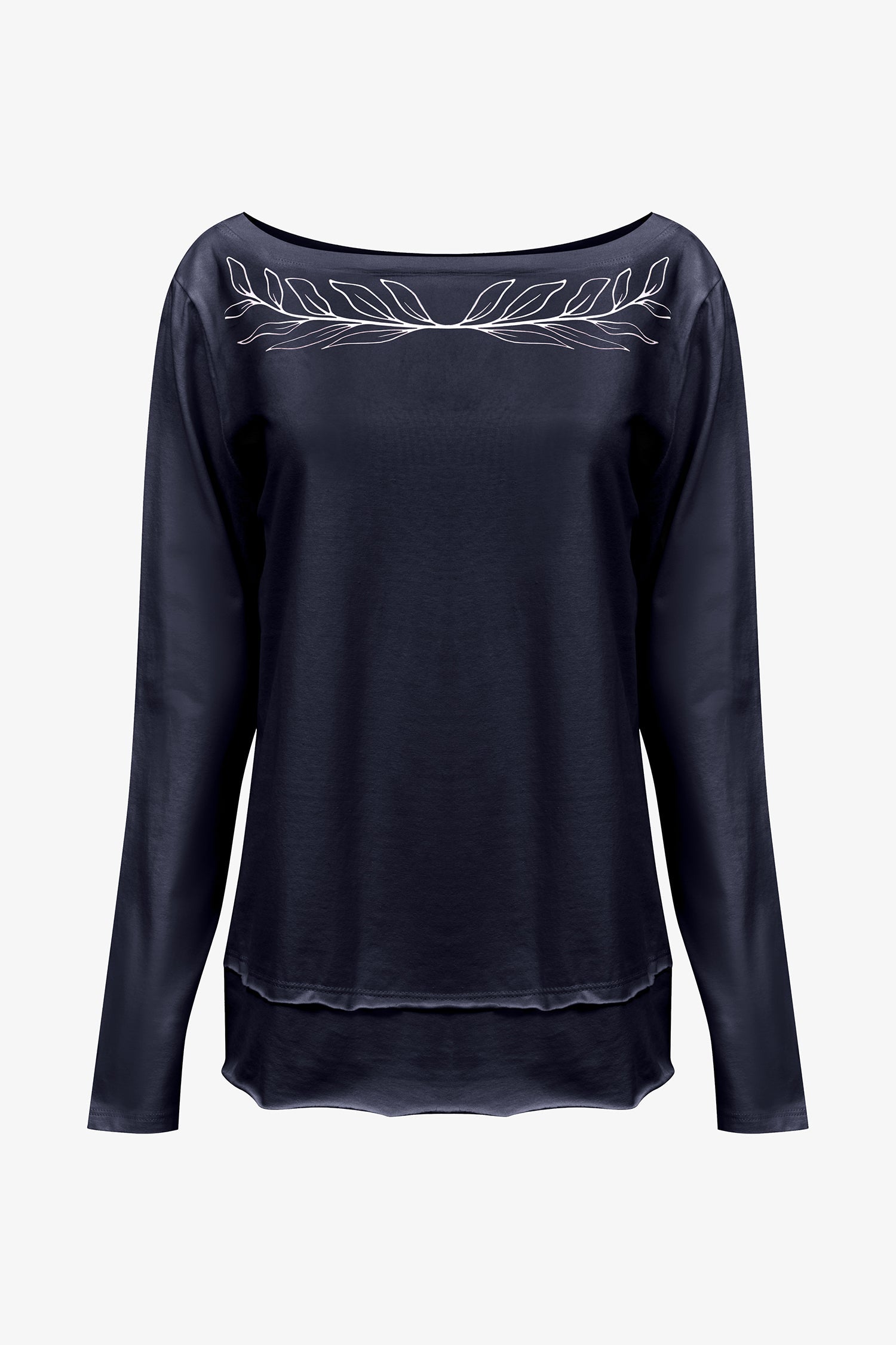 Women's Knit Boat-Neckline Long Sleeve Top