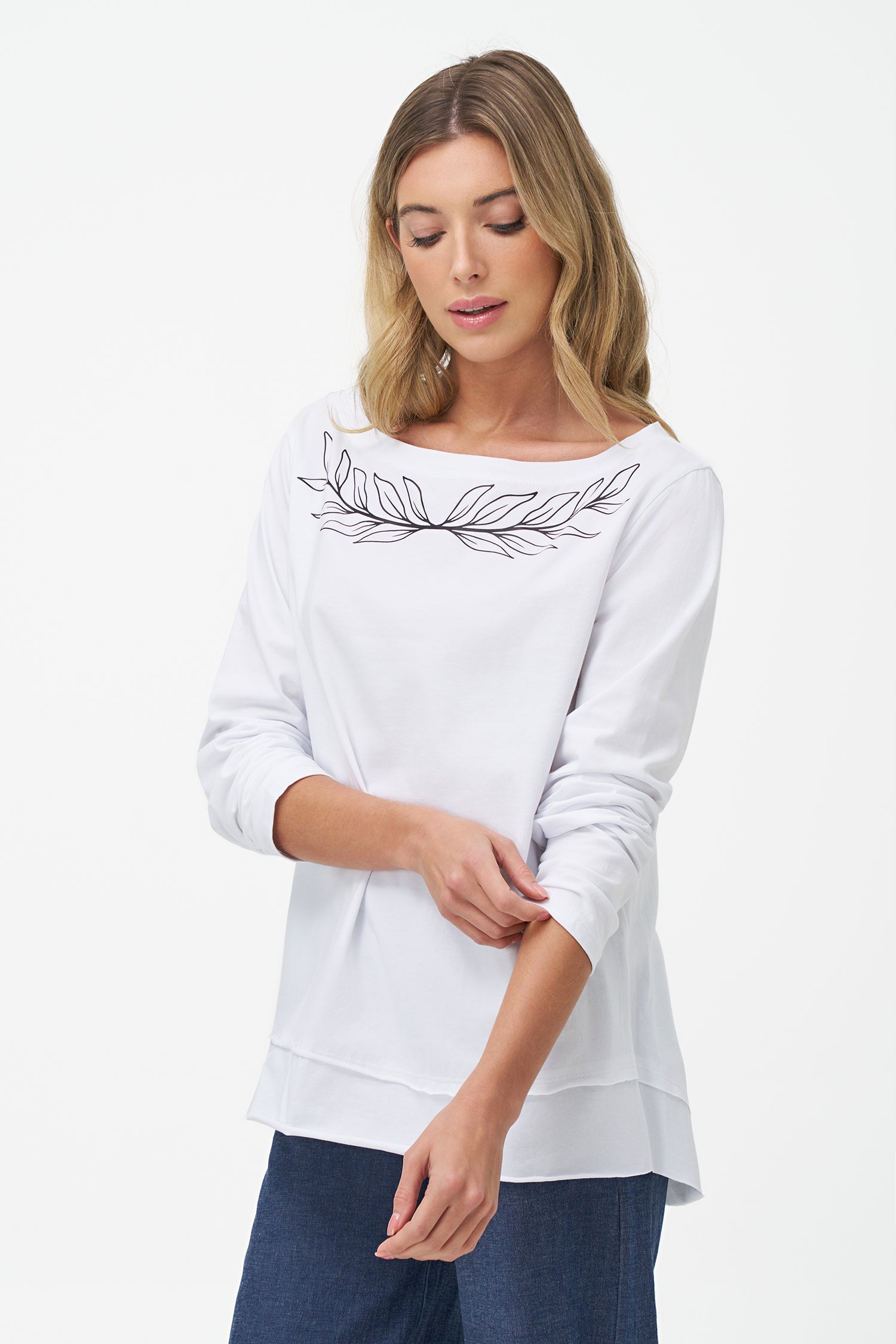 Women's Knit Boat-Neckline Long Sleeve Top