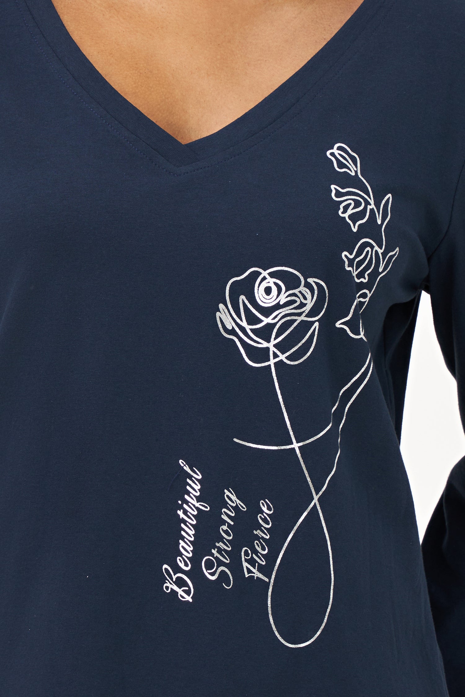 Women's Knit V-Neckline Long Sleeve Top