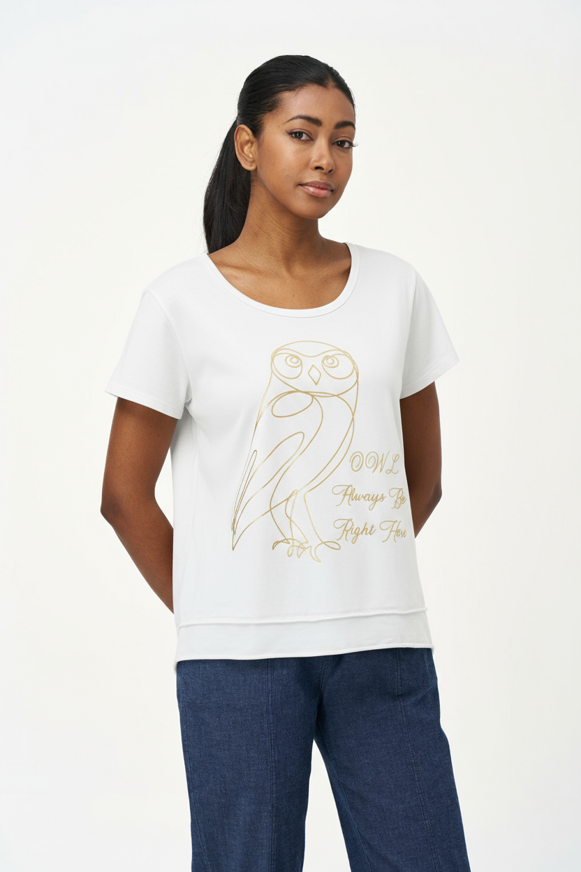 Women's Knit Crew-Neckline Short Sleeve Top