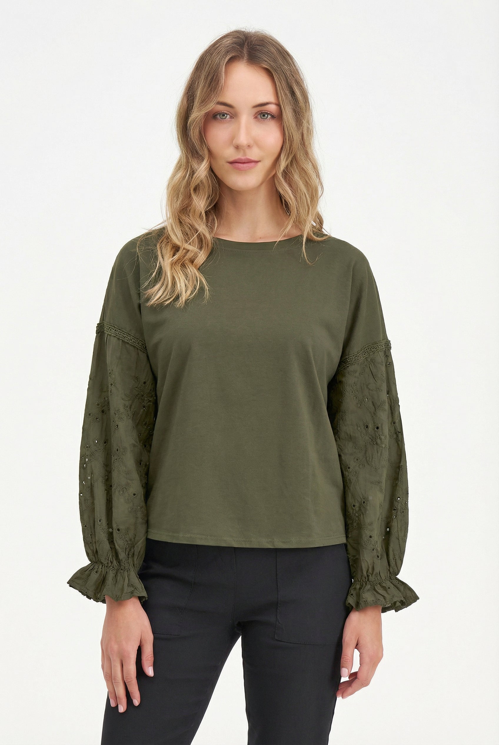 Women's Knit/Woven Combo Top