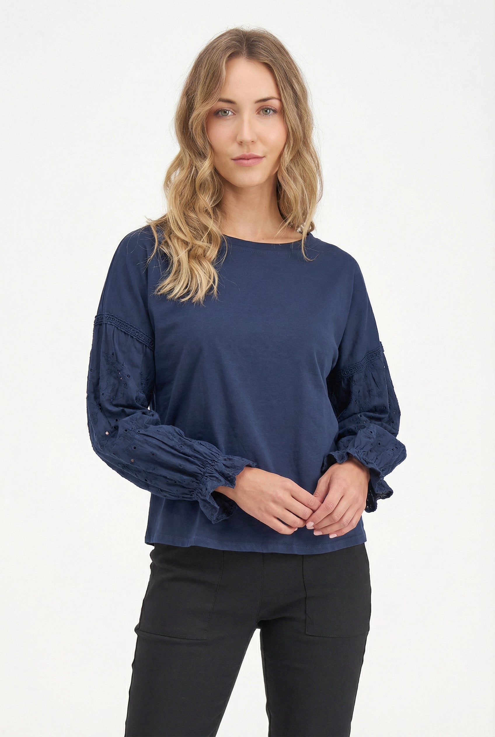 Women's Knit/Woven Combo Top