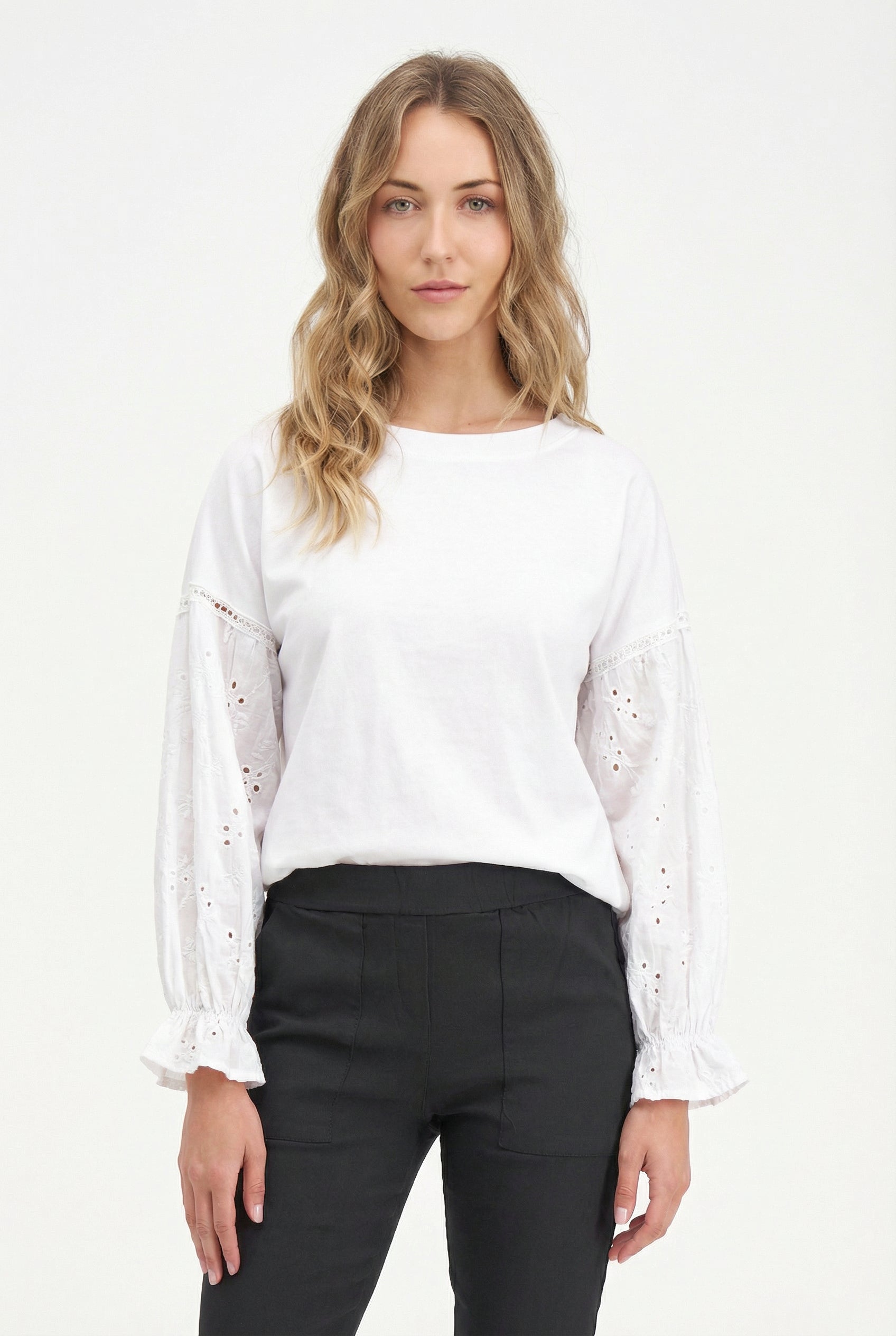 Women's Knit/Woven Combo Top