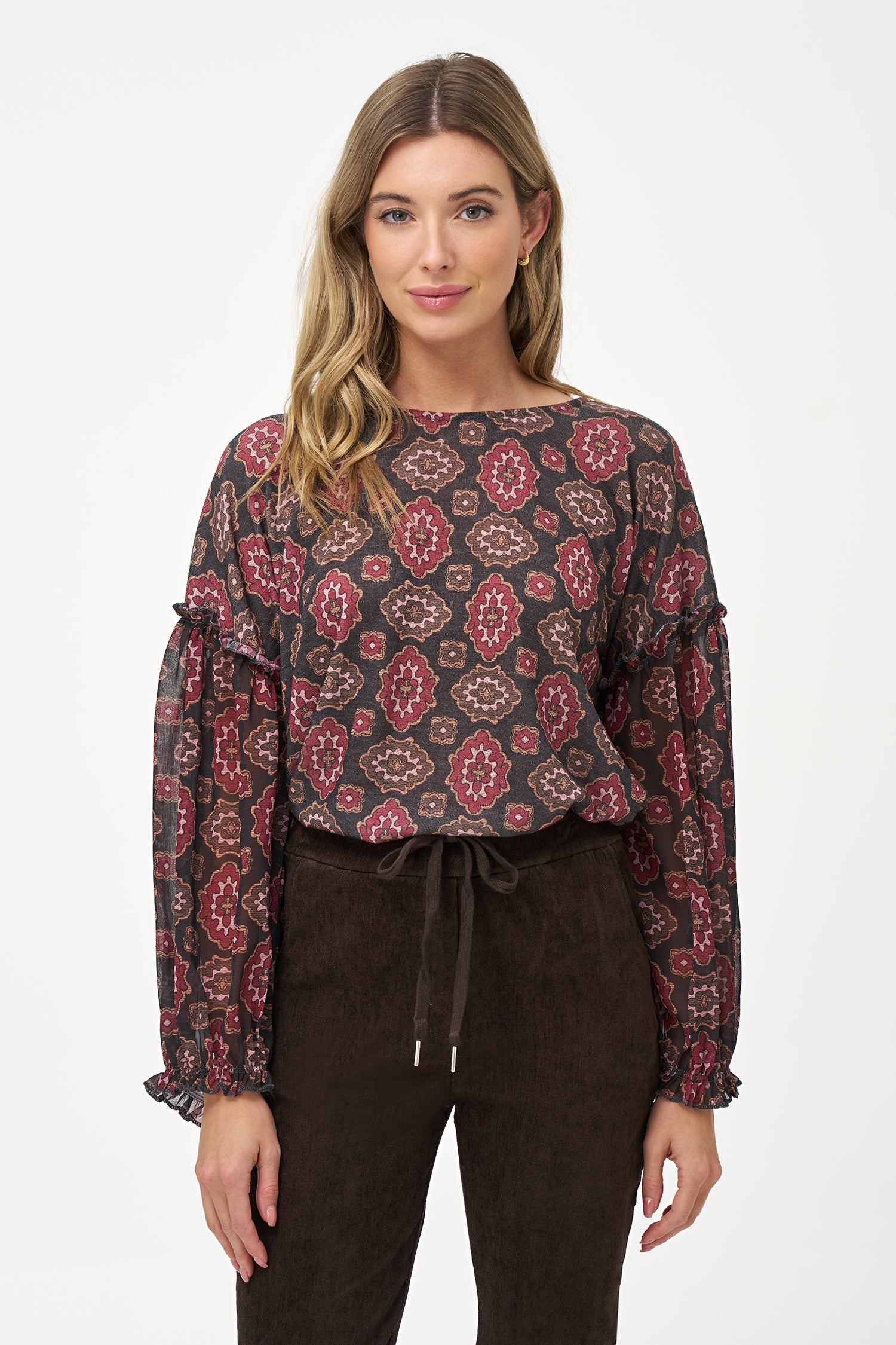 Women's Knit & Woven Combo Top