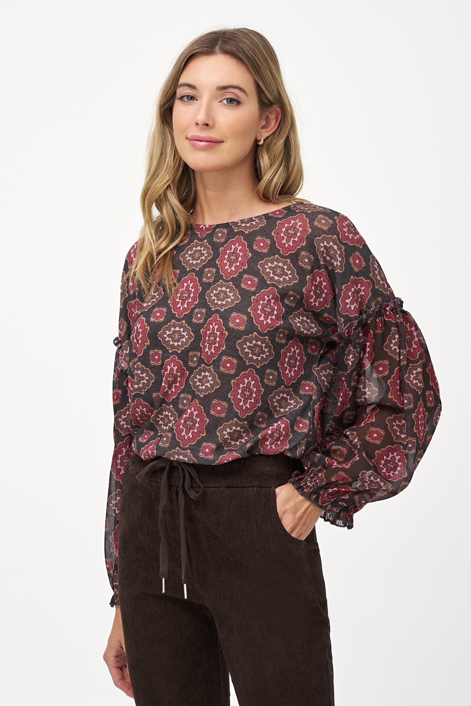 Women's Knit & Woven Combo Top