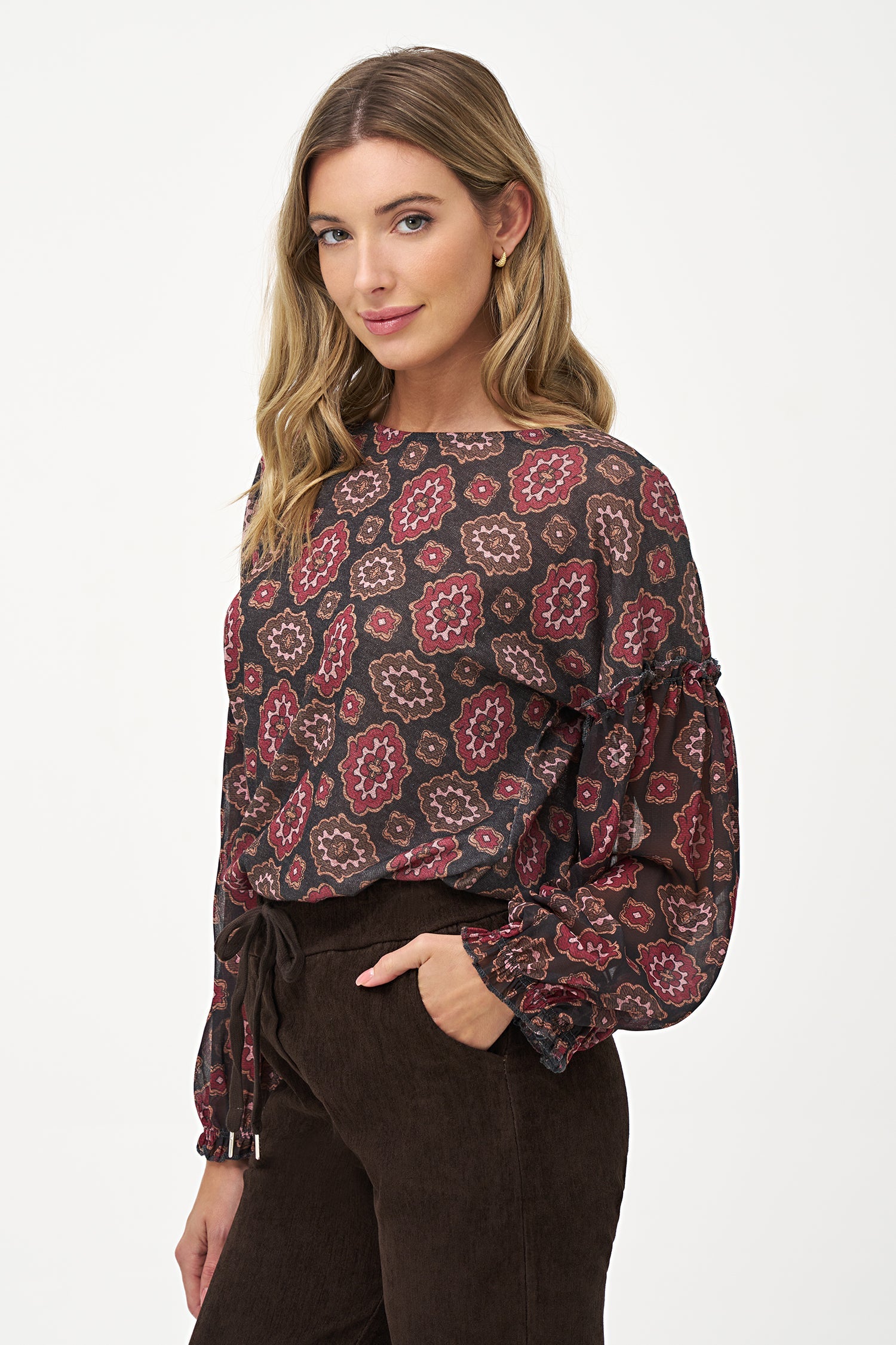 Women's Knit & Woven Combo Top