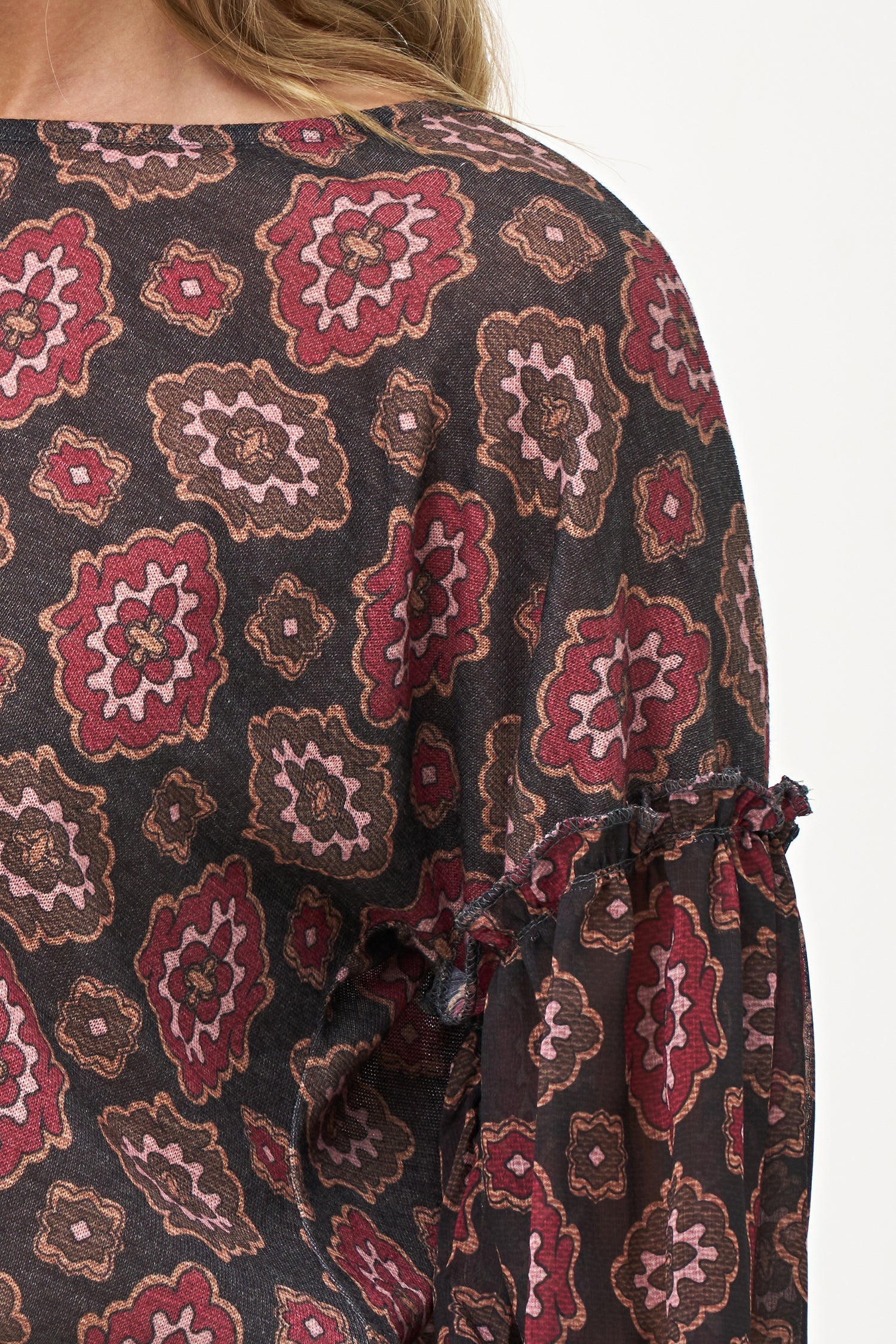 Women's Knit & Woven Combo Top