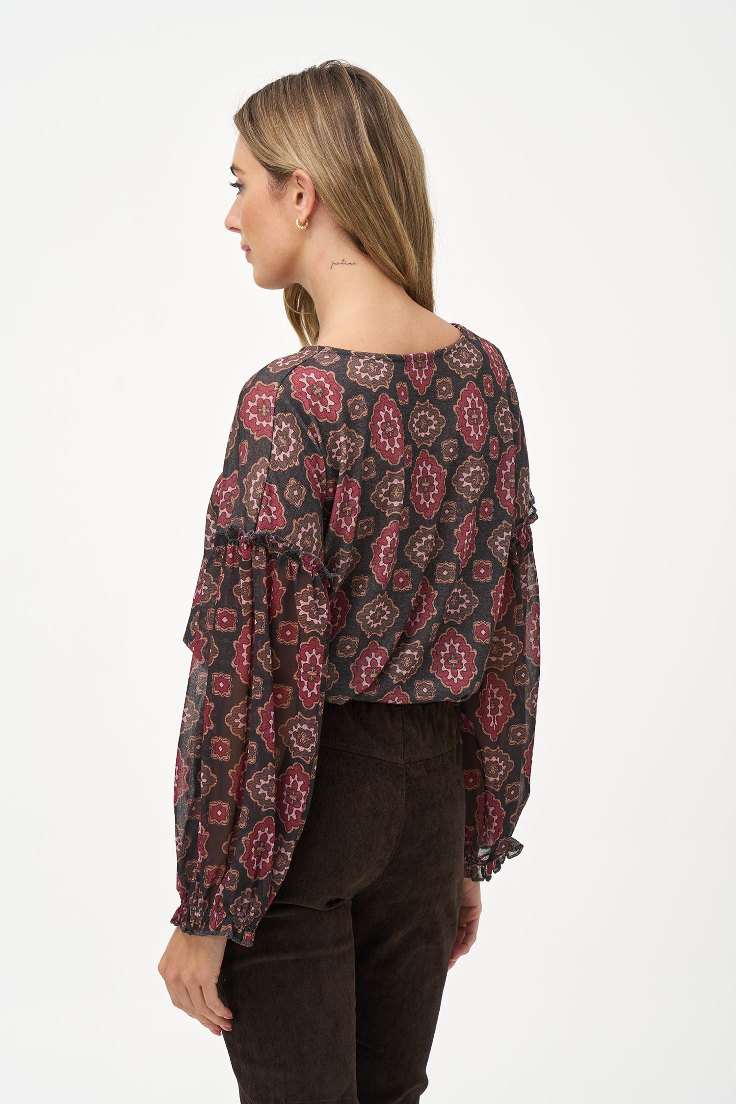 Women's Knit & Woven Combo Top