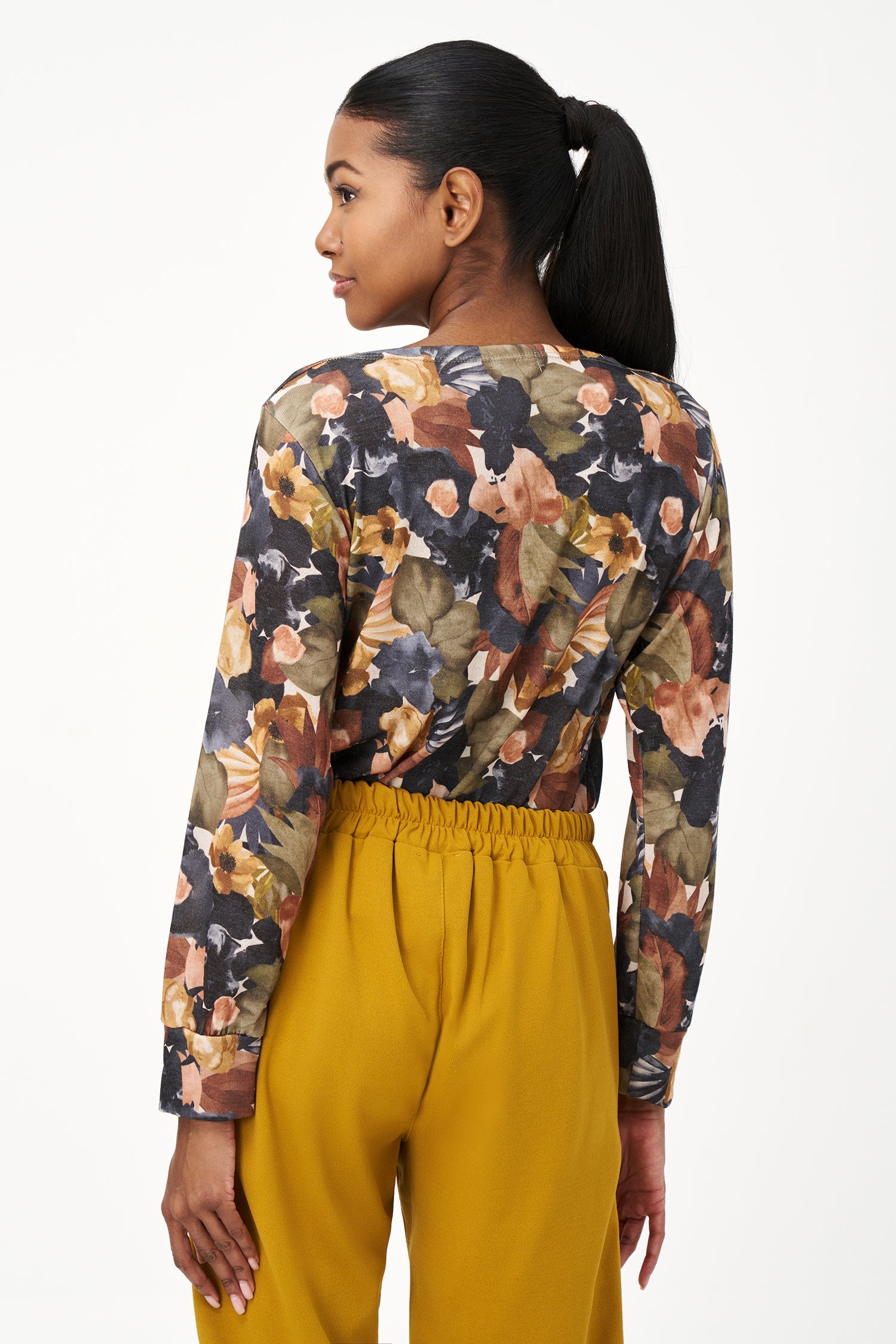 Women's Knit Cross-Over V-Neckline Long Sleeve Top
