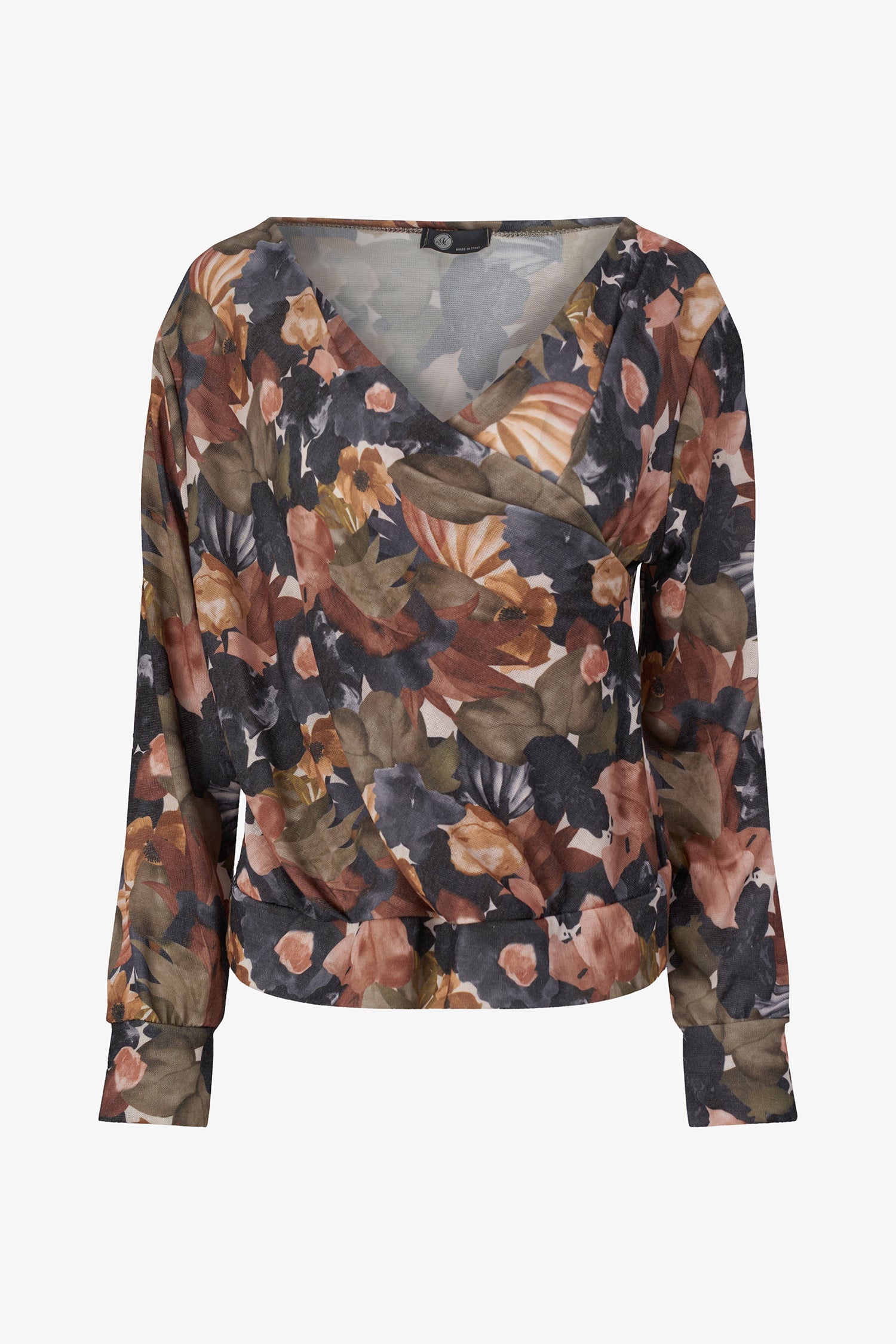 Women's Knit Cross-Over V-Neckline Long Sleeve Top
