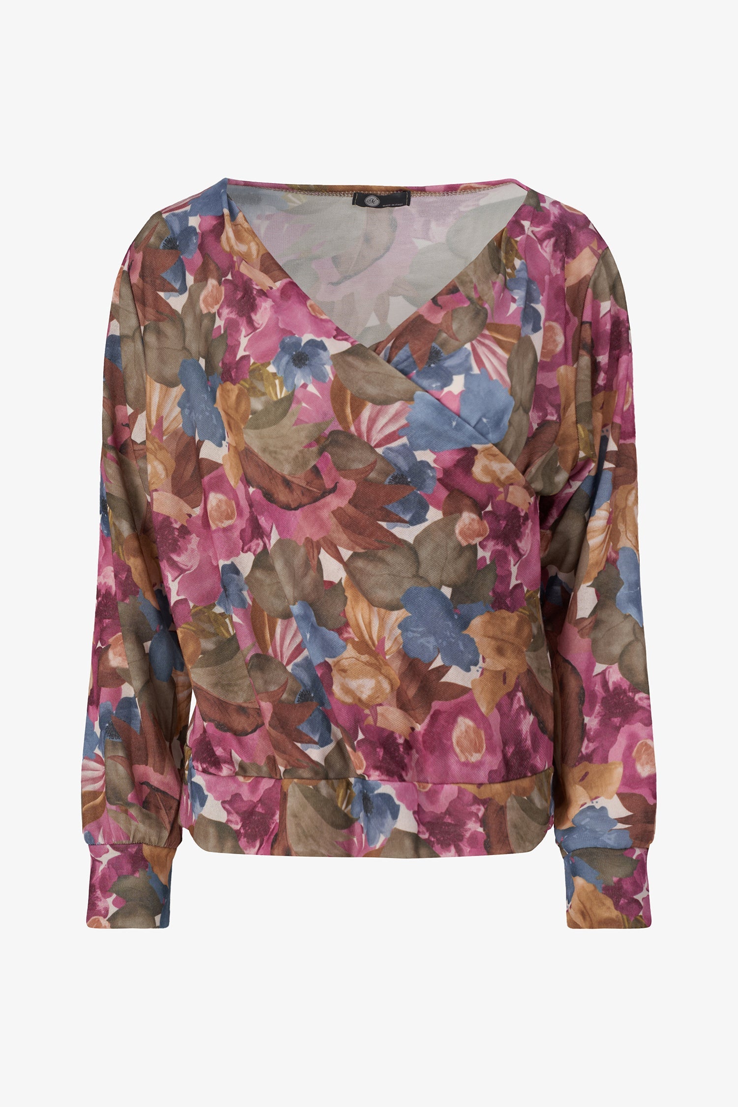 Women's Knit Cross-Over V-Neckline Long Sleeve Top
