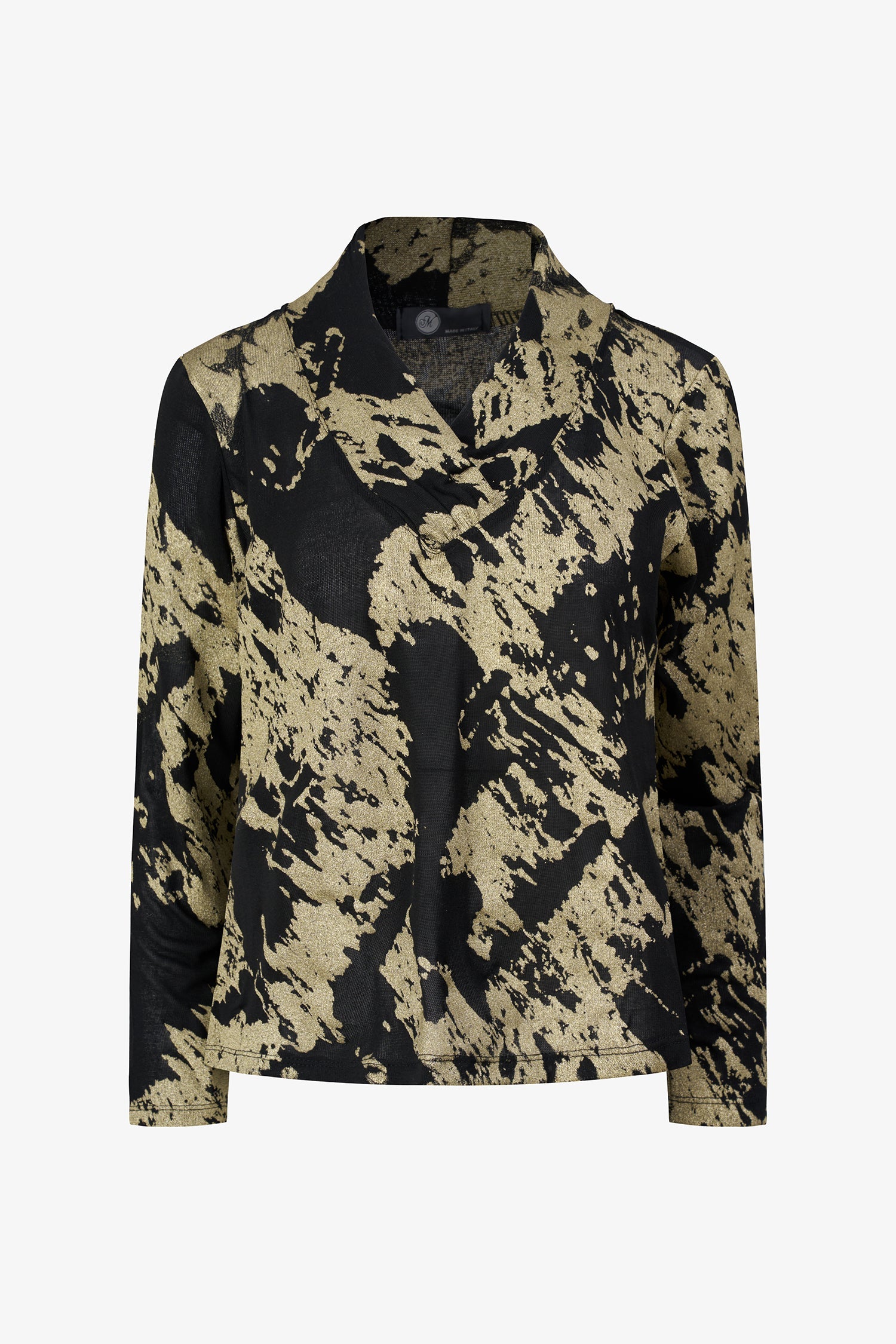 Women's knit high v-neck  top, with long sleeves
