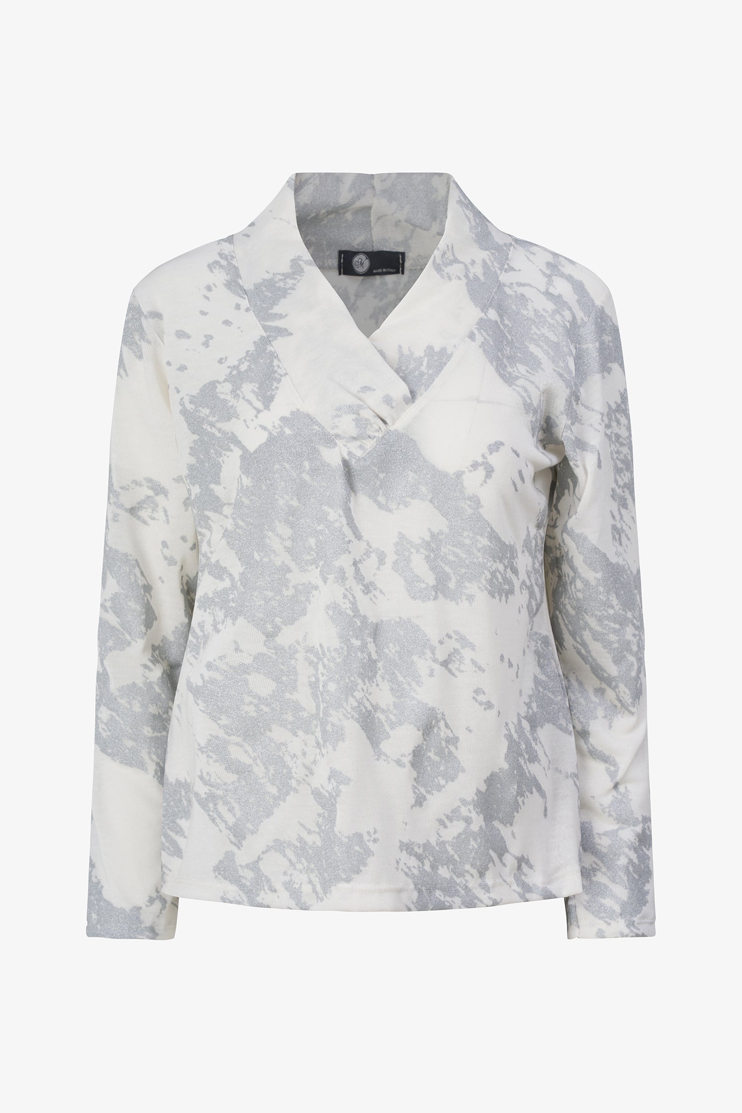 Women's knit high v-neck  top, with long sleeves