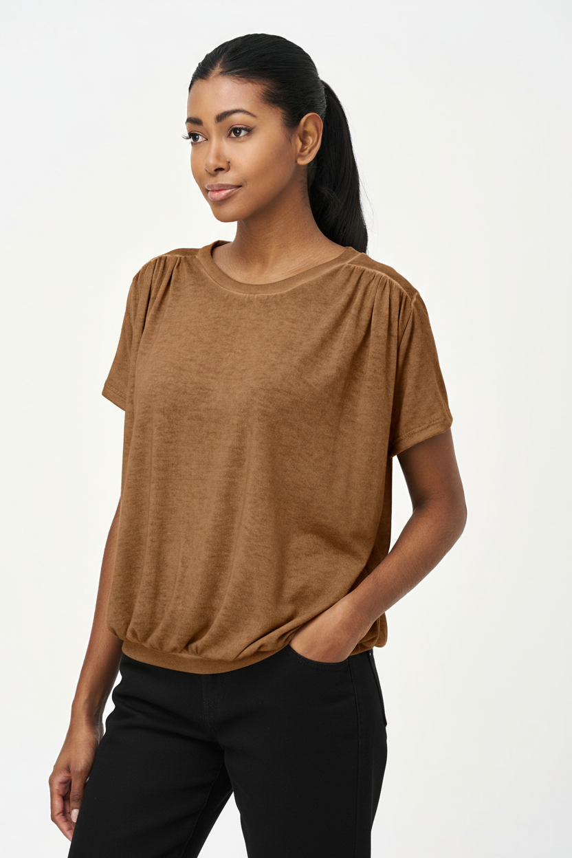 Women's Knit Short Sleeve Crew-Neck Top