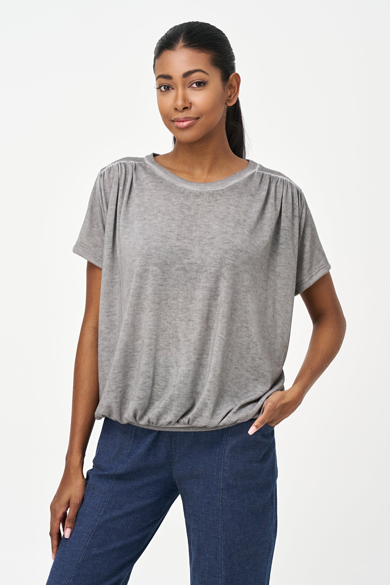 Women's Knit Short Sleeve Crew-Neck Top