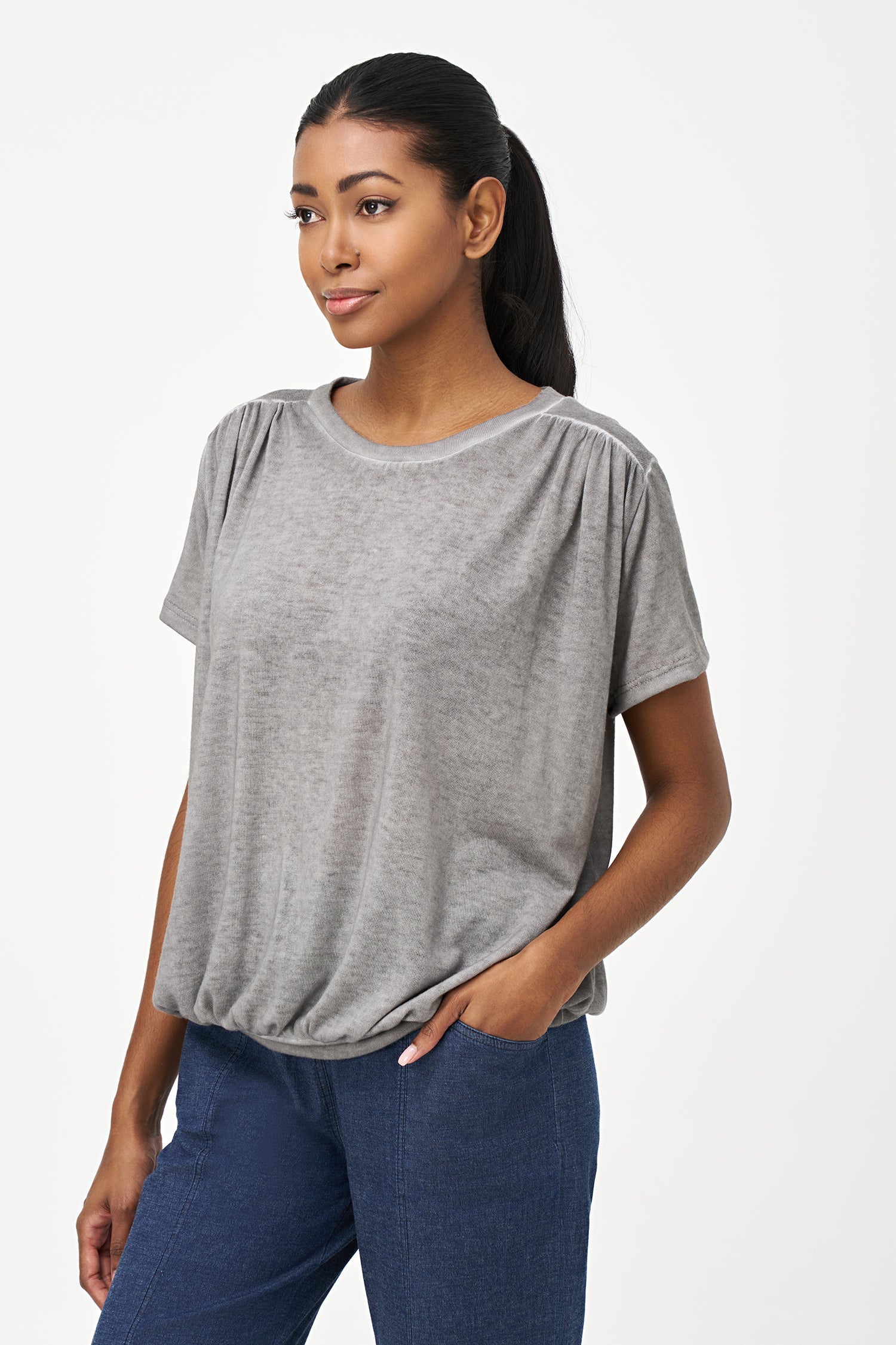 Women's Knit Short Sleeve Crew-Neck Top