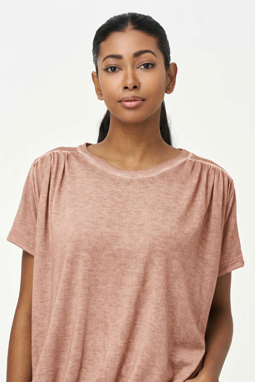 Women's Knit Short Sleeve Crew-Neck Top