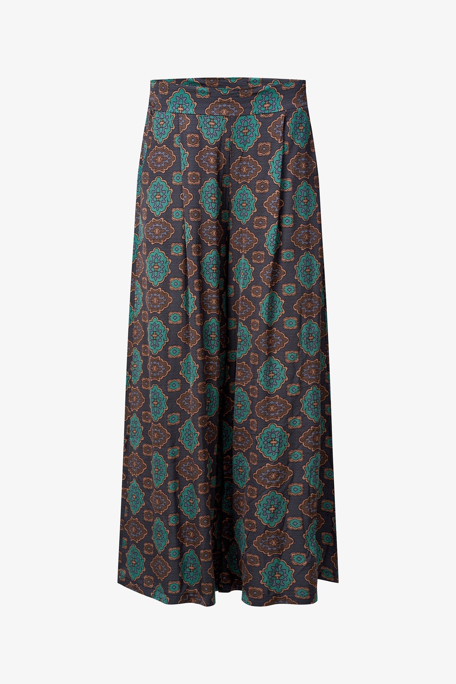 Women's Woven Printed Pull-On Wide Leg Pants With Slash Pockets
