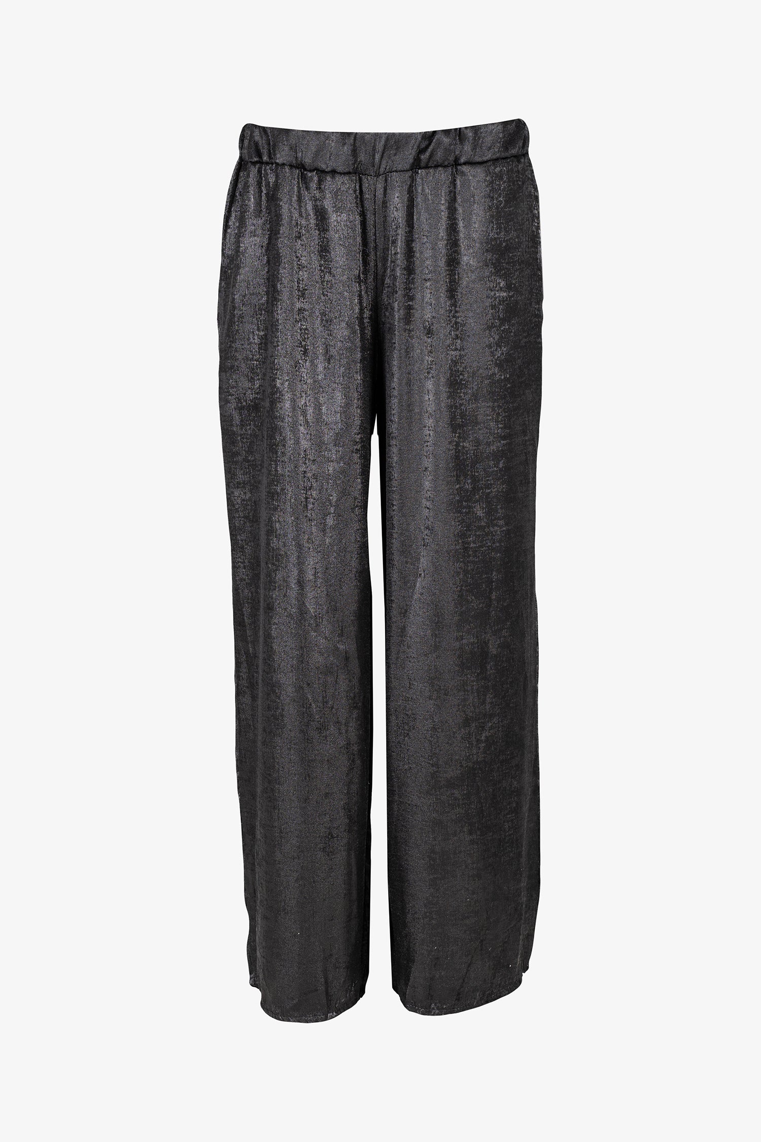 Women's woven pull-on wide leg pants, with slash pockets